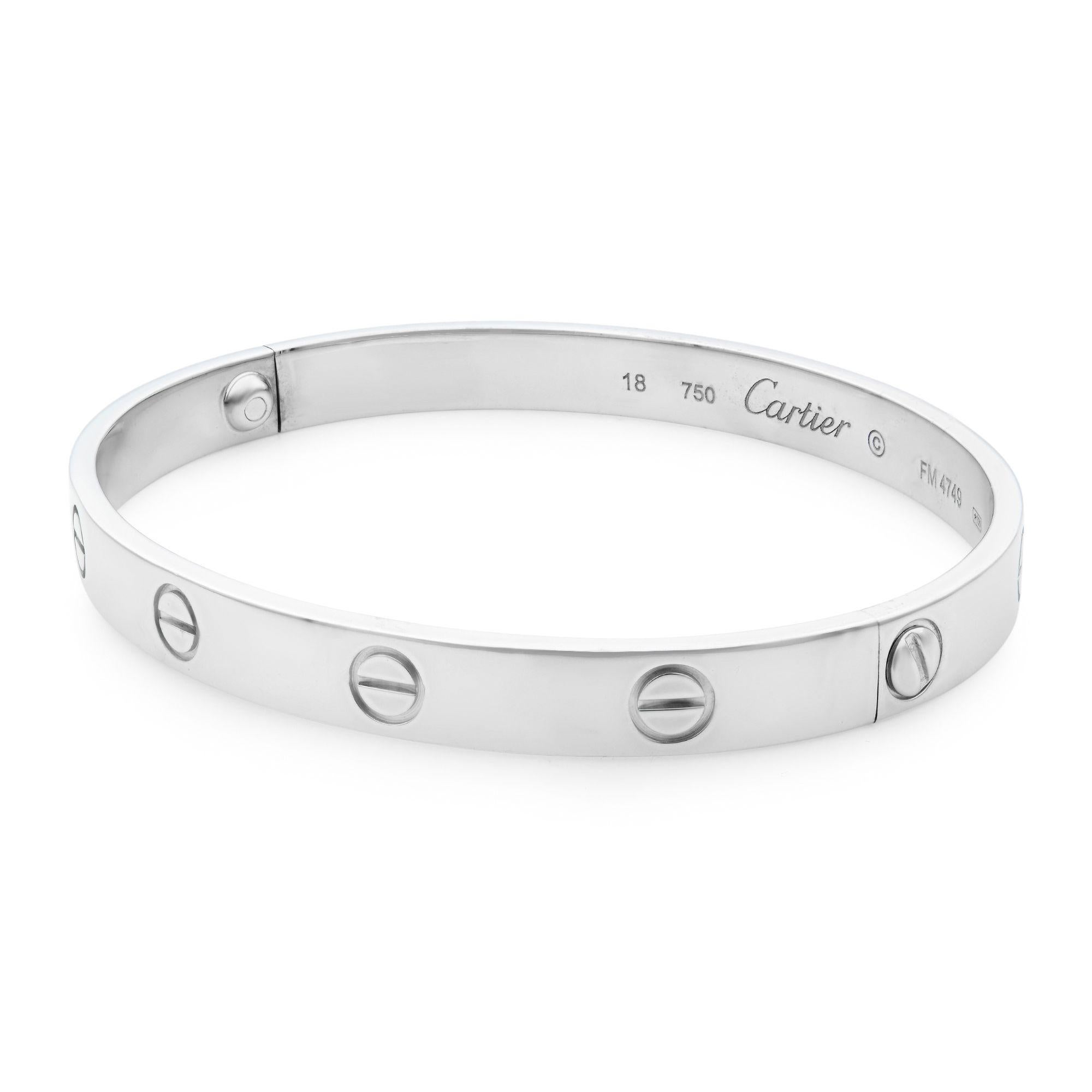 Cartier Love 18 Karat White Gold Bracelet Old Style at 1stDibs | 18750 ...