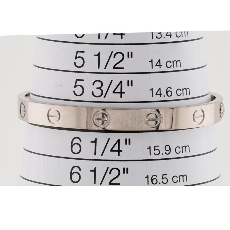 CARTIER Love 18k White Gold Bracelet Size 16 For Sale at 1stDibs