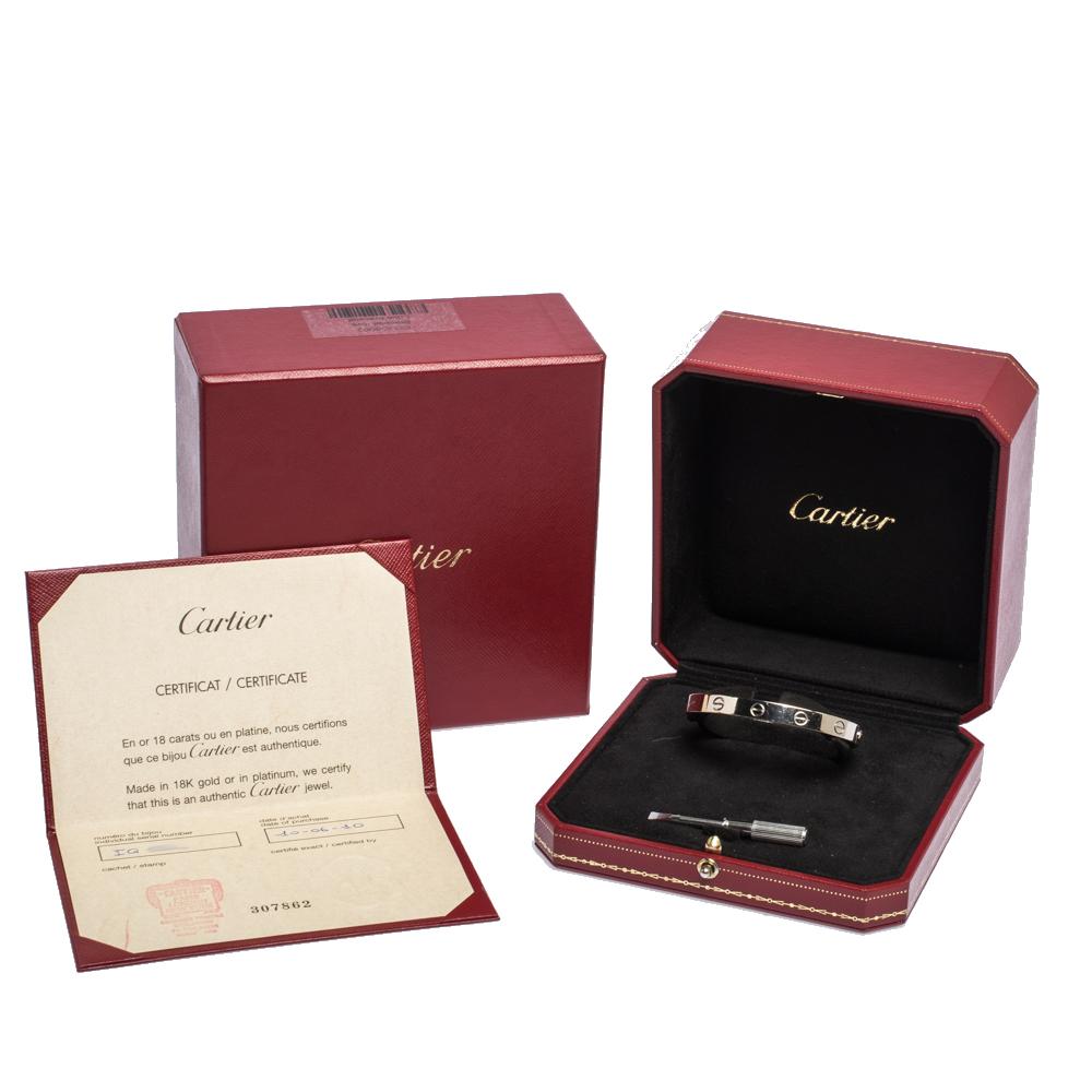 Cartier Love 18K White Gold Bracelet Size 16 In Fair Condition In Dubai, Al Qouz 2