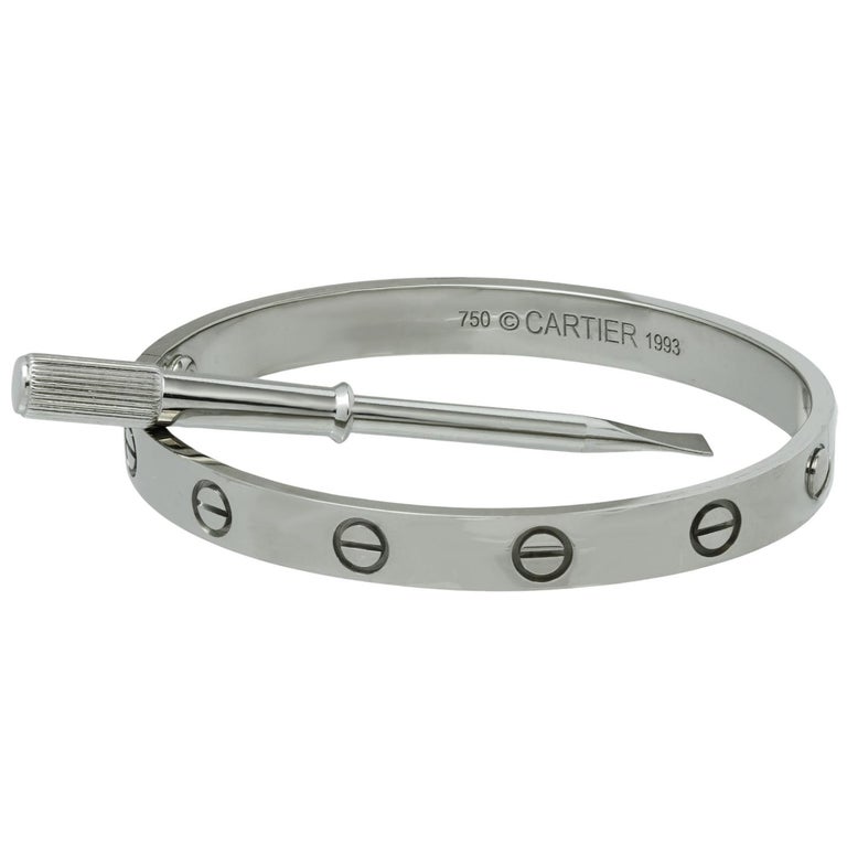 CARTIER LOVE 18k White Gold Bracelet Size 16 Pouch Receipt For