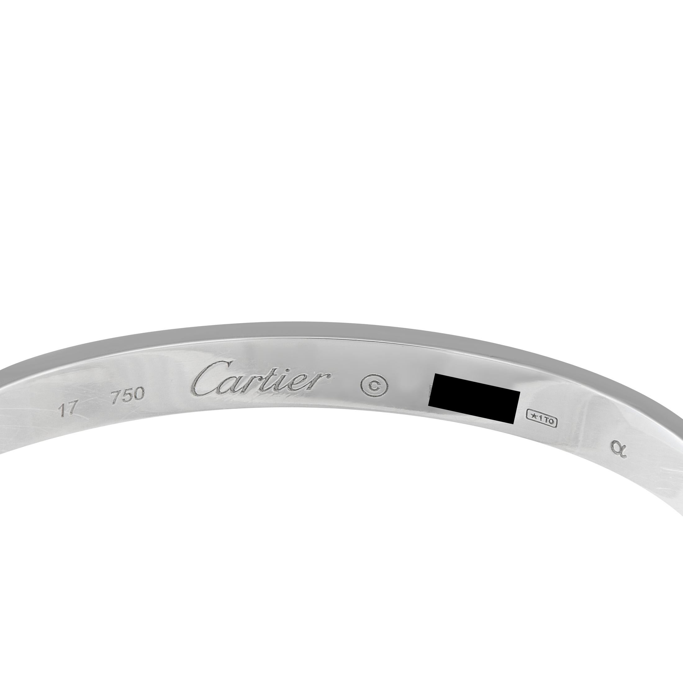Women's Cartier LOVE 18K White Gold Bracelet Size 17
