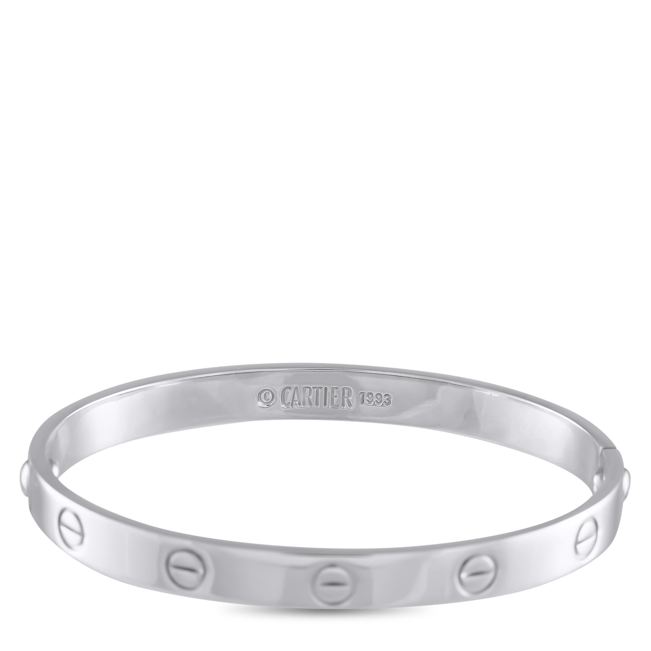 Women's Cartier LOVE 18K White Gold Bracelet  Size 17