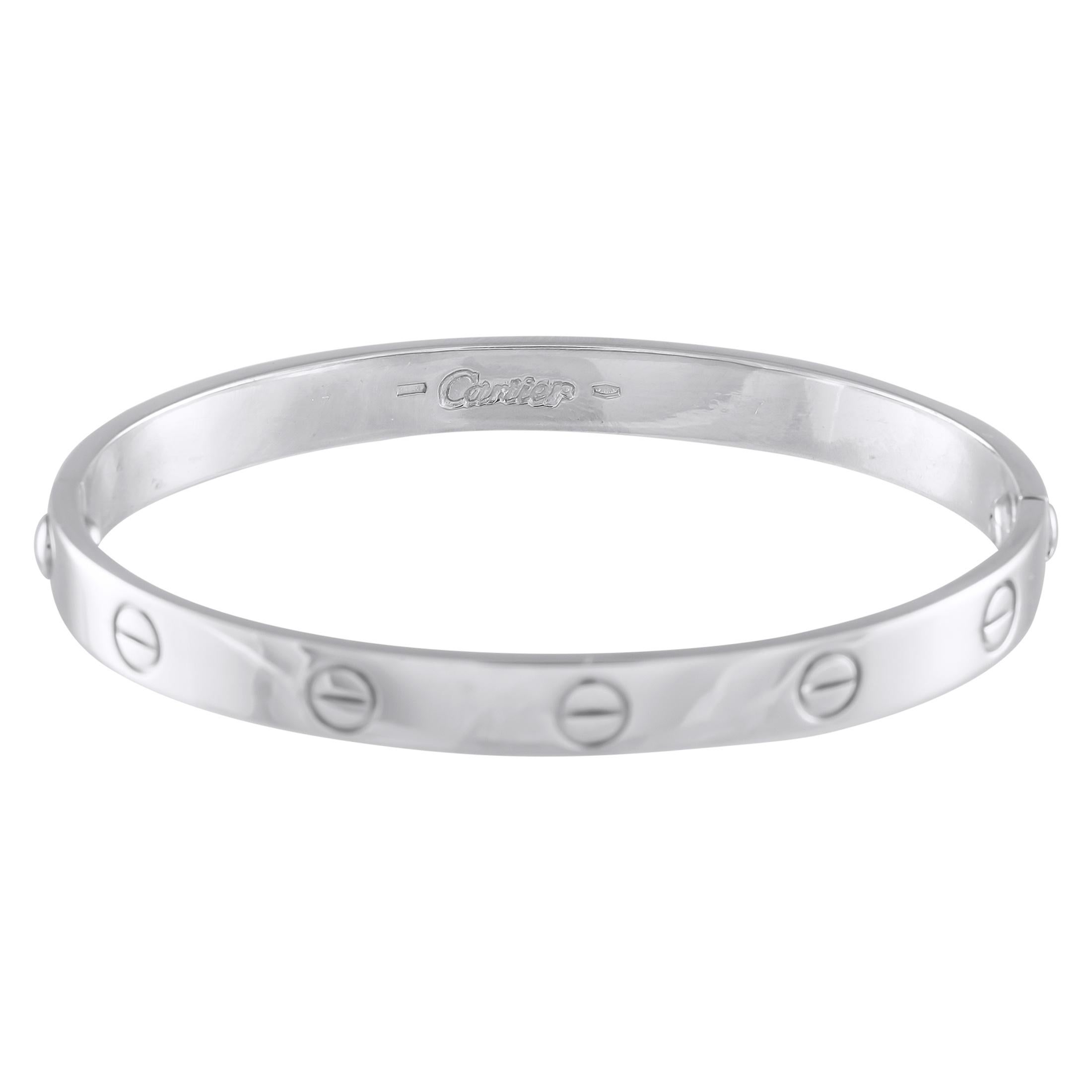 Cartier LOVE 18K White Gold Bracelet  Size 17 1
