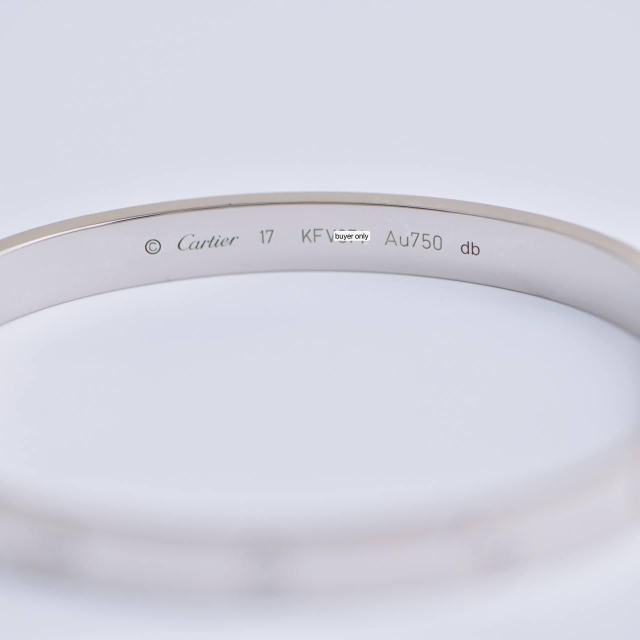 Cartier Love 18K White Gold Bracelet Size 17 1
