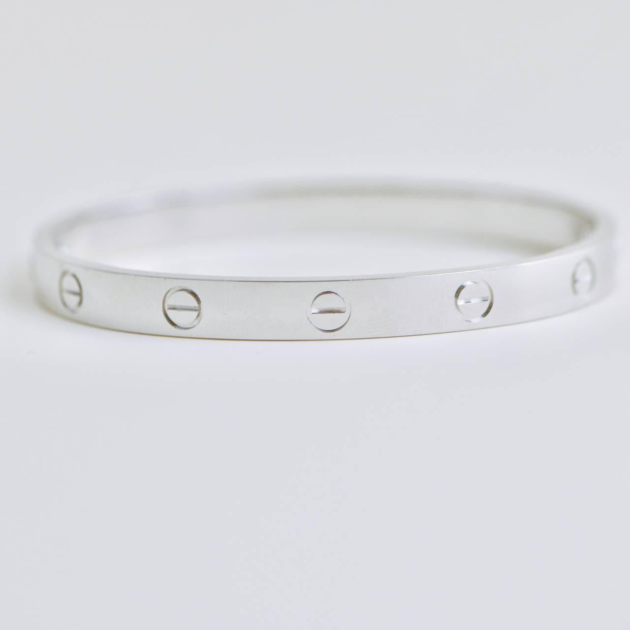 Cartier Love 18k White Gold Bracelet Size 17 3