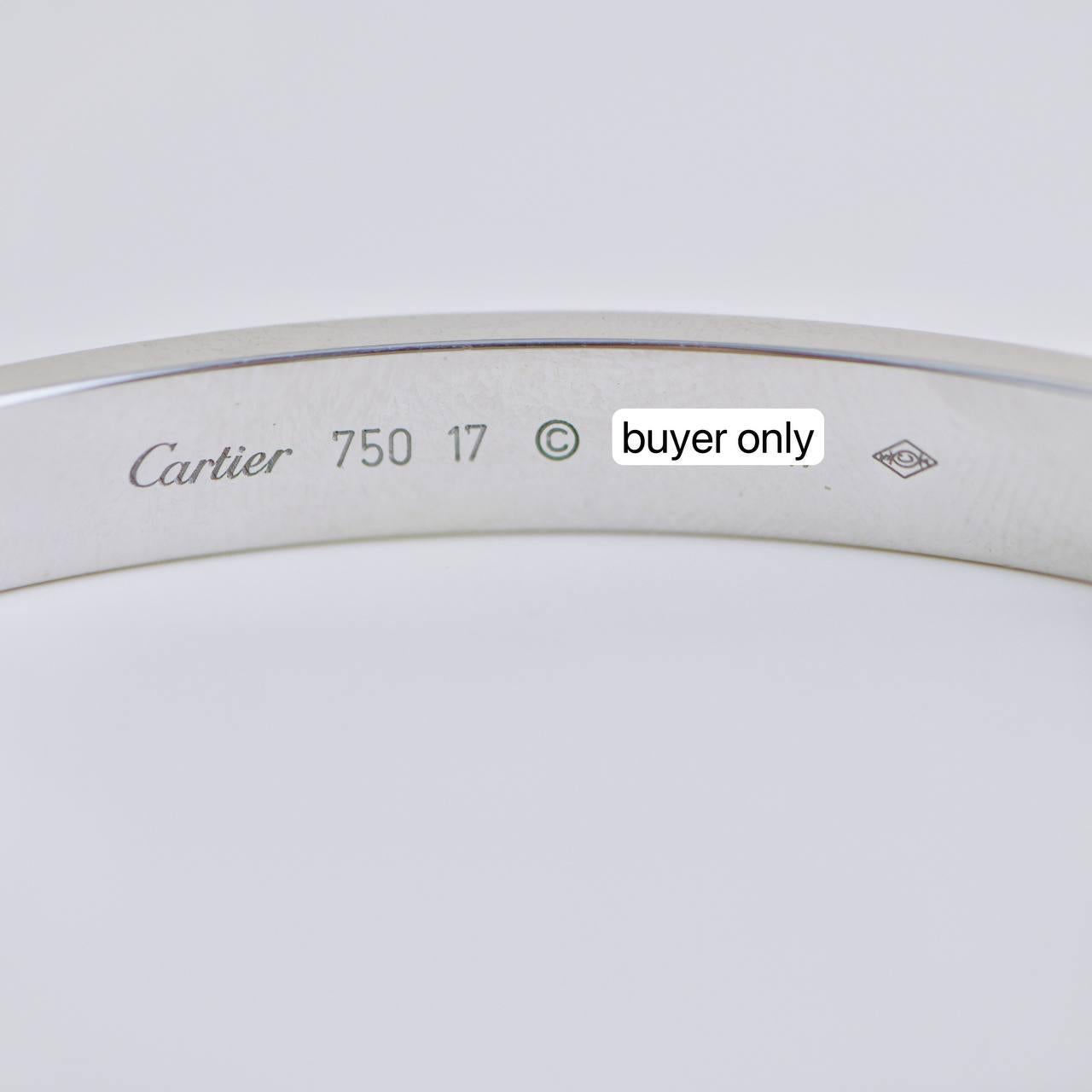 Cartier Love 18k White Gold Bracelet Size 17 4