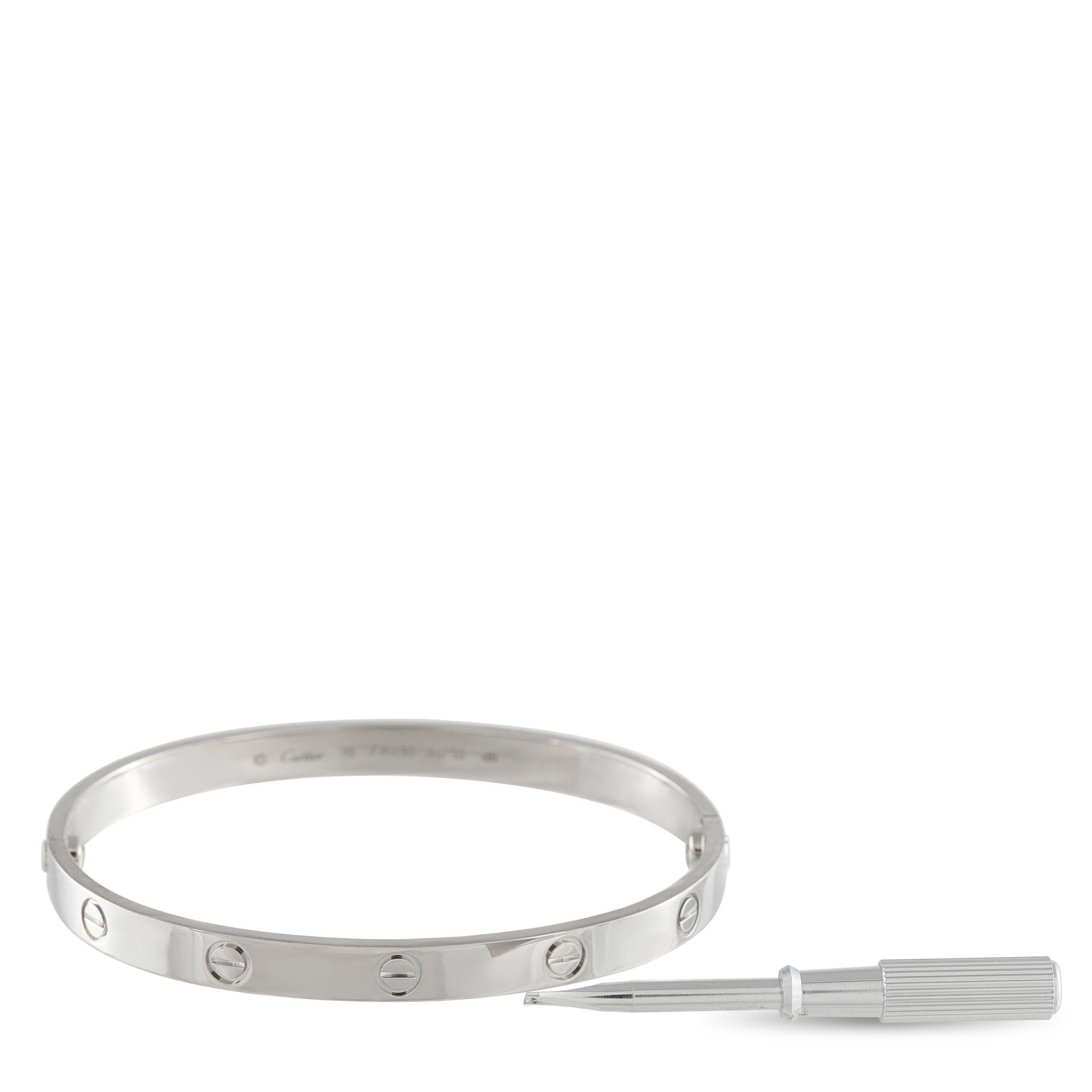 Cartier LOVE 18K White Gold Bracelet Size 19 im Zustand „Hervorragend“ im Angebot in Southampton, PA