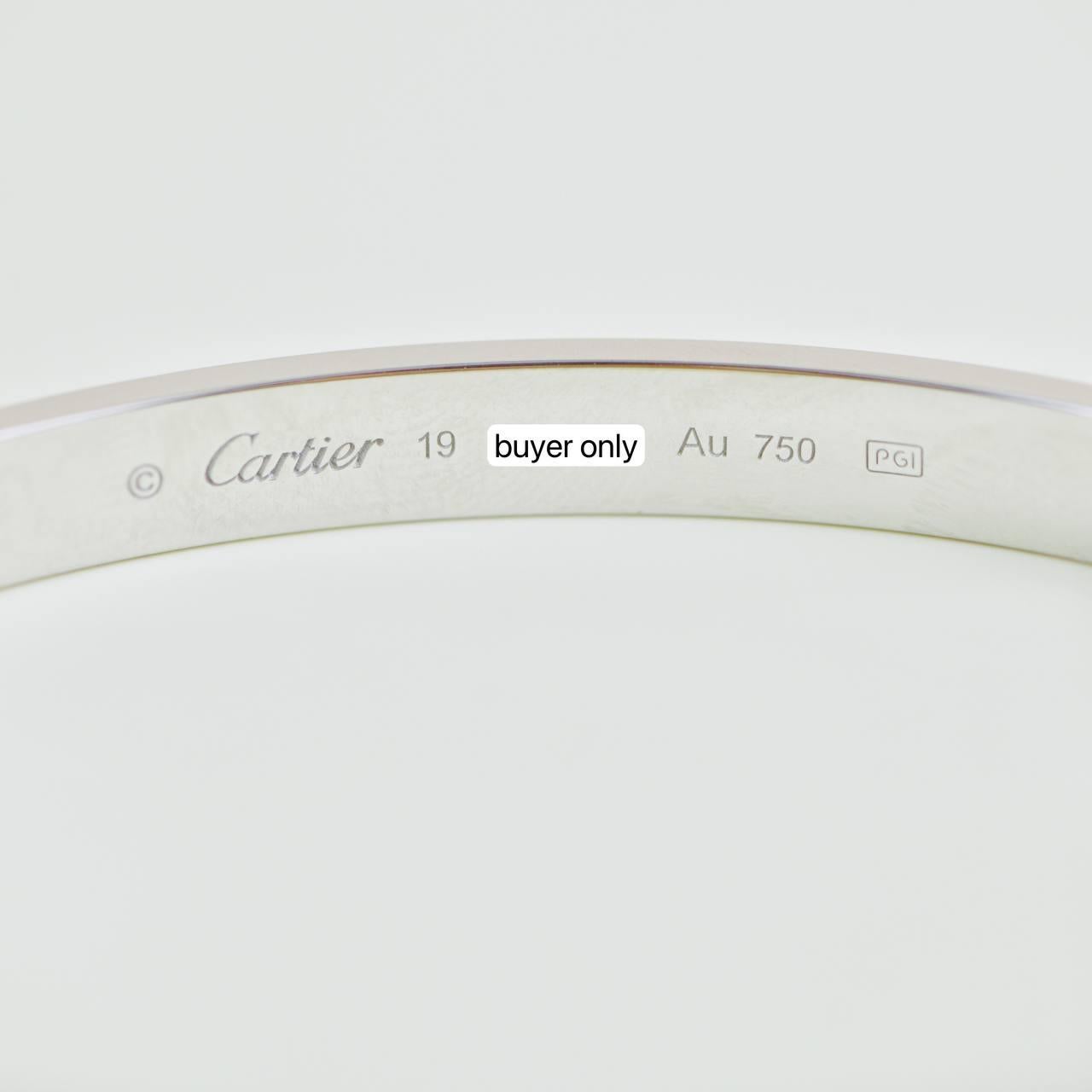 Cartier Love Bracelet en or blanc 18 carats, taille 19 1