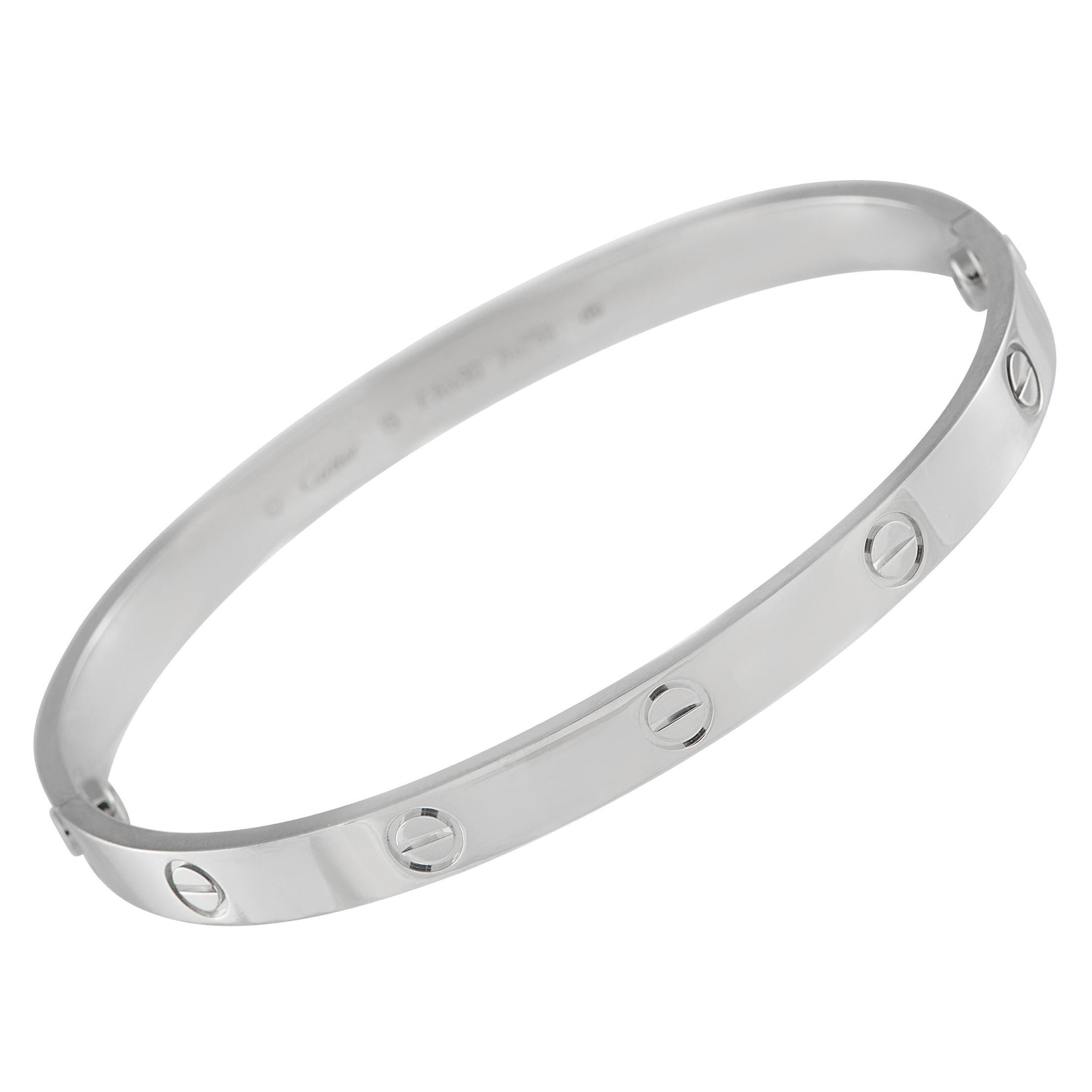 Cartier LOVE 18K White Gold Bracelet Size 19
