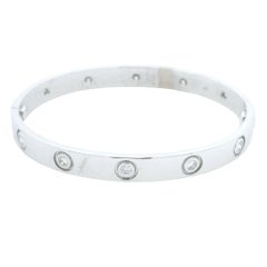 Cartier LOVE 18k White Gold Classic Model 10 Diamond Size 16 Bangle Bracelet