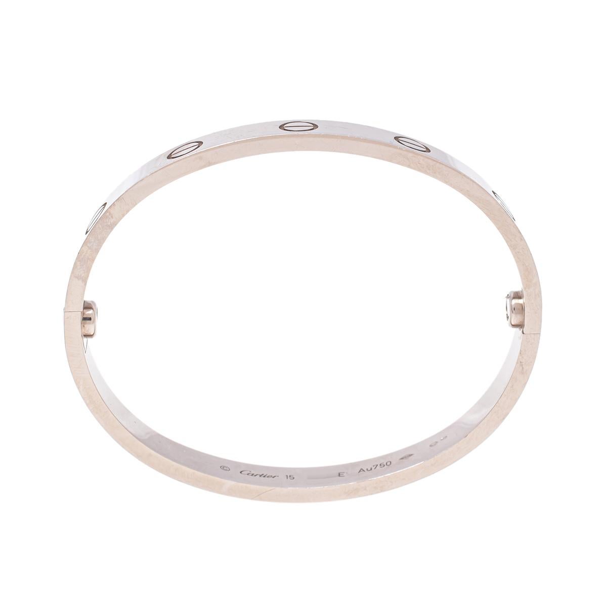 Contemporary Cartier Love 18k White Gold Cuff Bracelet 15