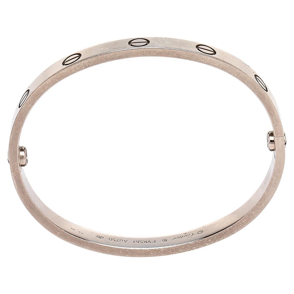 Contemporain Cartier Love Bracelet manchette en or blanc 18 carats 16