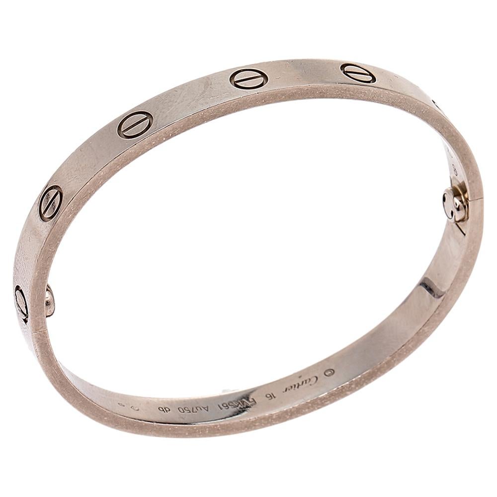 Cartier Love Bracelet manchette en or blanc 18 carats 16 État moyen à Dubai, Al Qouz 2