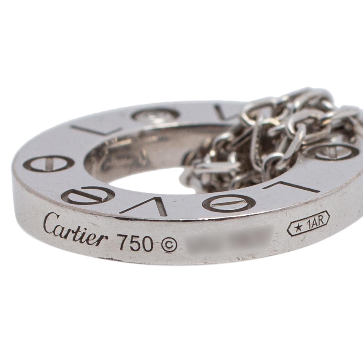 Cartier Love 18K White Gold Diamond Double Chain Bracelet In Good Condition In Dubai, Al Qouz 2