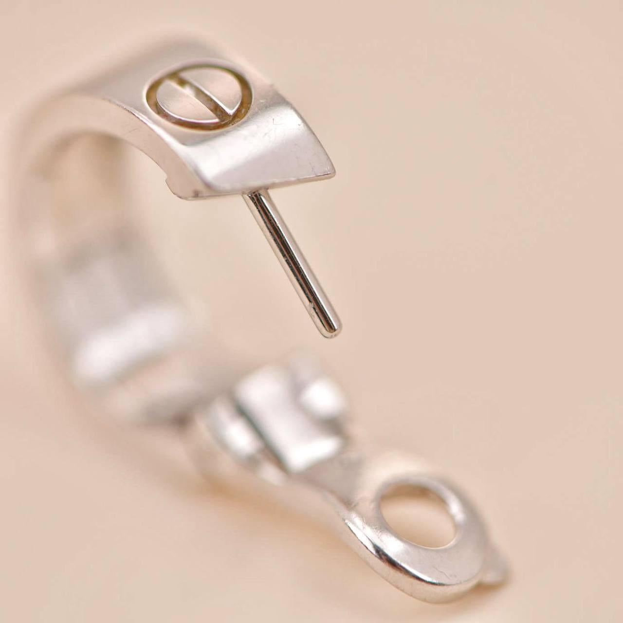 Women's or Men's Cartier Love 18k White Gold Diamond Earrings
