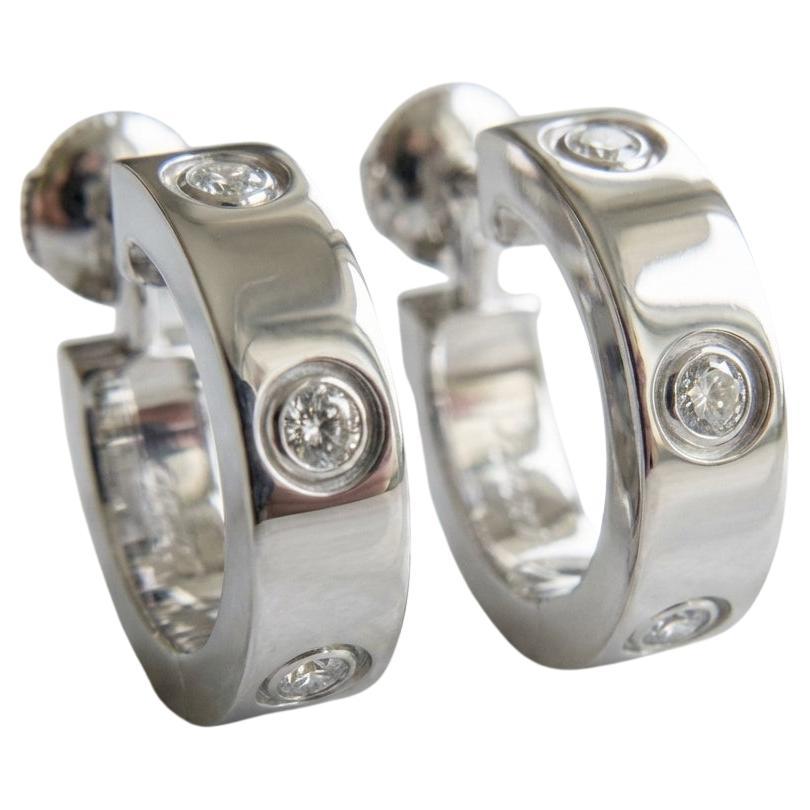 Cartier Love 18k White Gold Diamond Hoop Earrings, 0.45 Carat