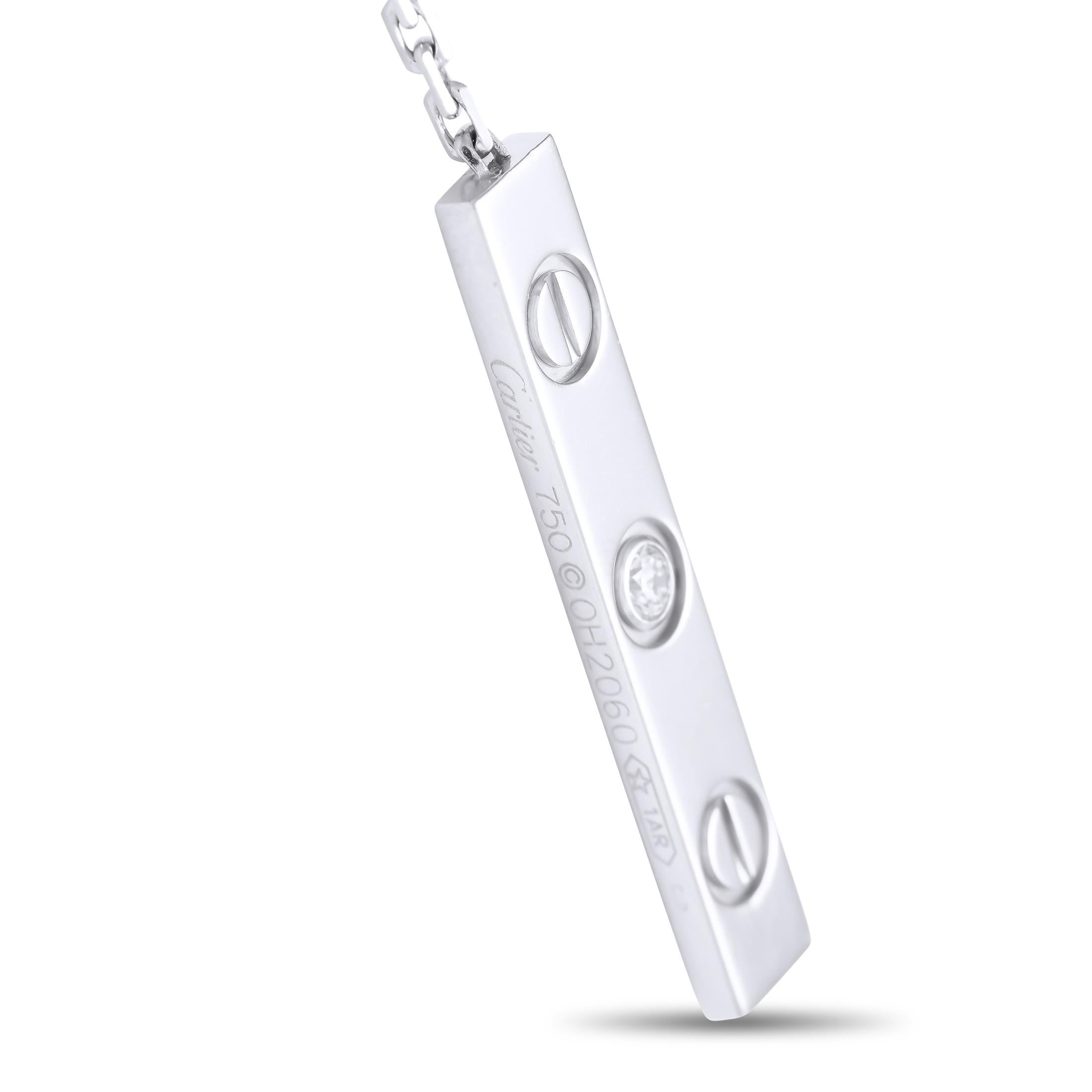Cartier LOVE 18K Weißgold Diamant-Lariat-Halskette im Zustand „Hervorragend“ in Southampton, PA