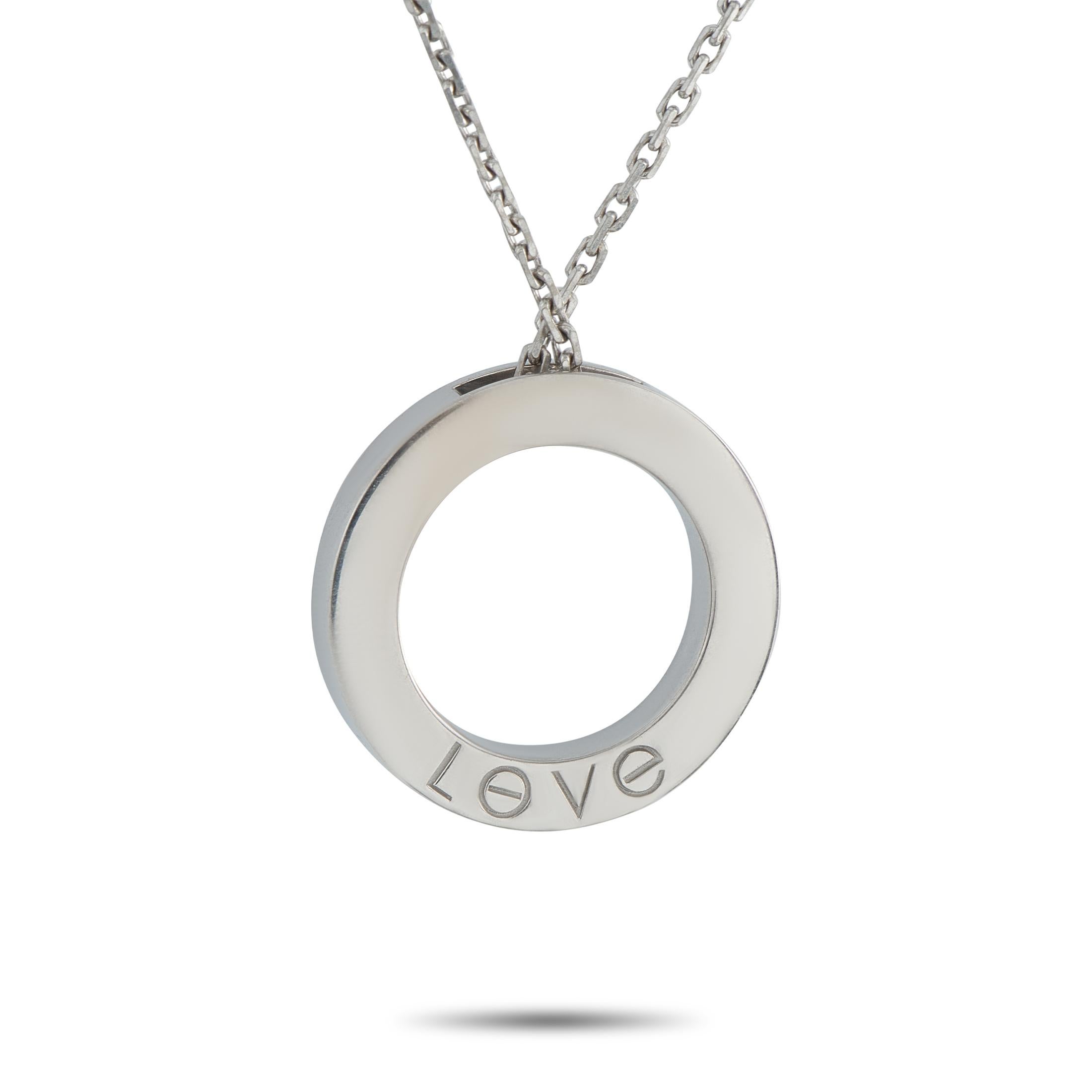 Cartier LOVE 18K White Gold Diamond Necklace im Zustand „Hervorragend“ im Angebot in Southampton, PA