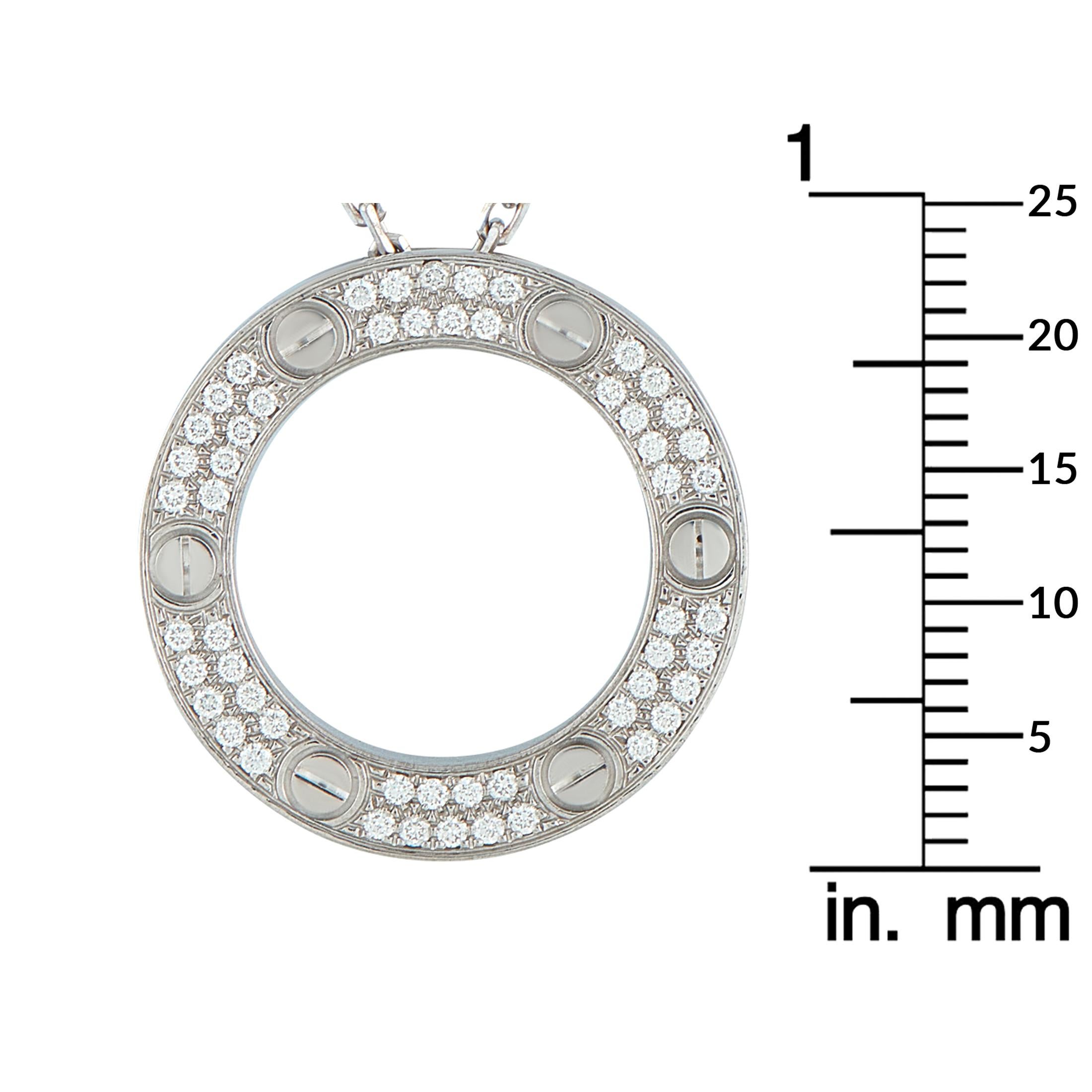 Cartier LOVE 18K White Gold Diamond Necklace im Angebot 1