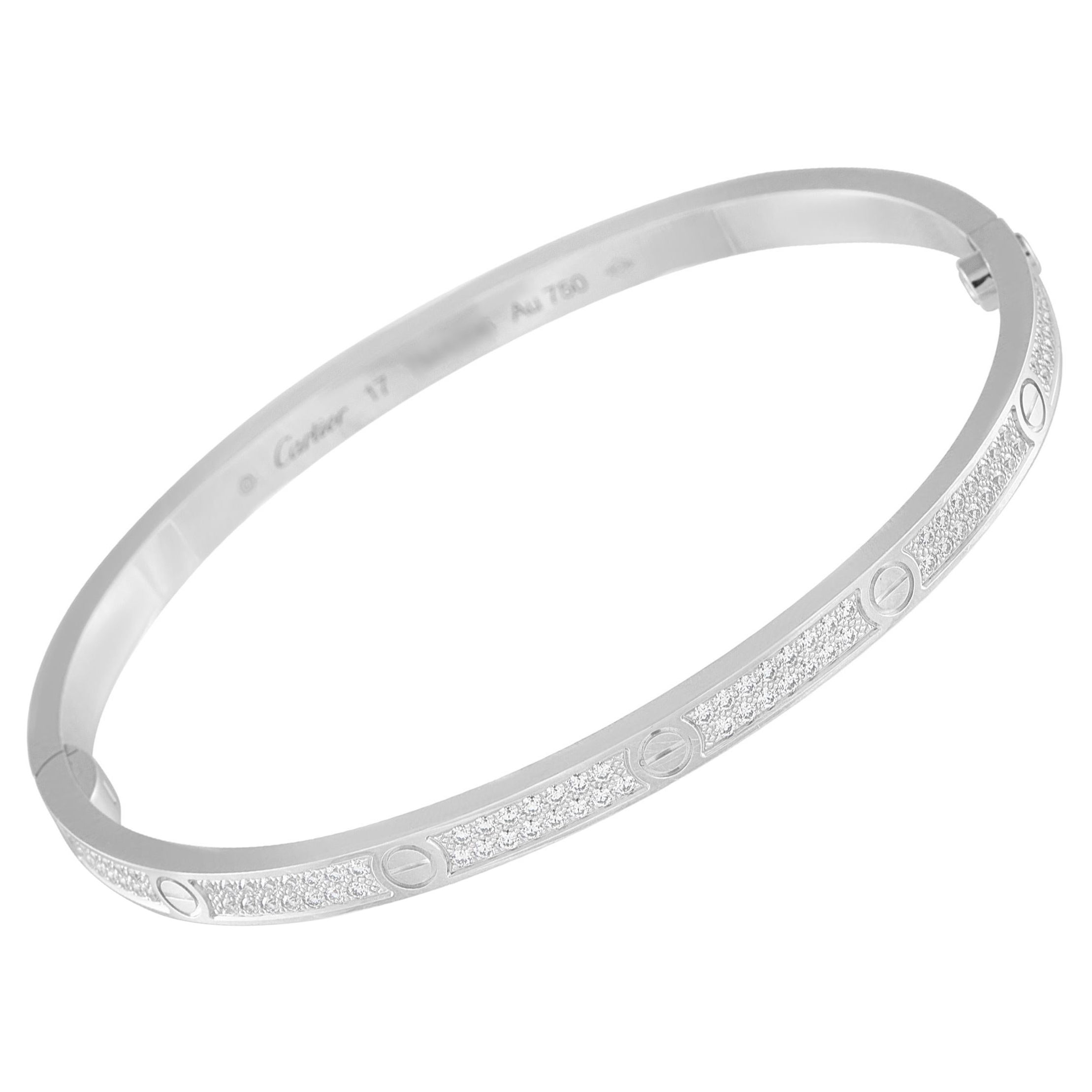 Cartier LOVE Bracciale piccolo con diamanti in oro bianco 18 carati misura 18 CA06-120825 in vendita