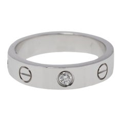 Cartier Love 18K White Gold Diamond Wedding Band Ring Size 49