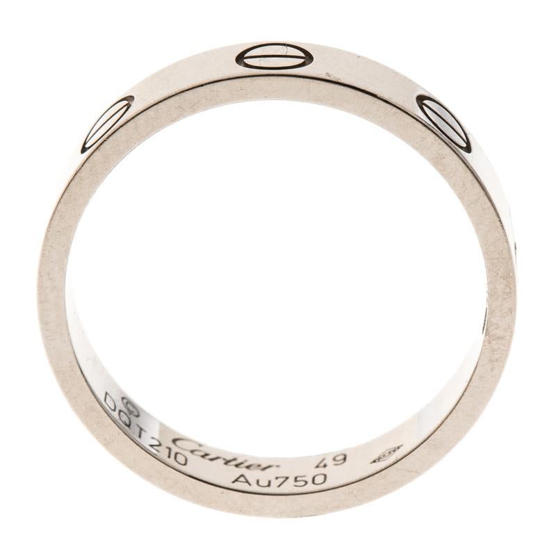 Women's Cartier Love 18k White Gold Mini Ring Size 49
