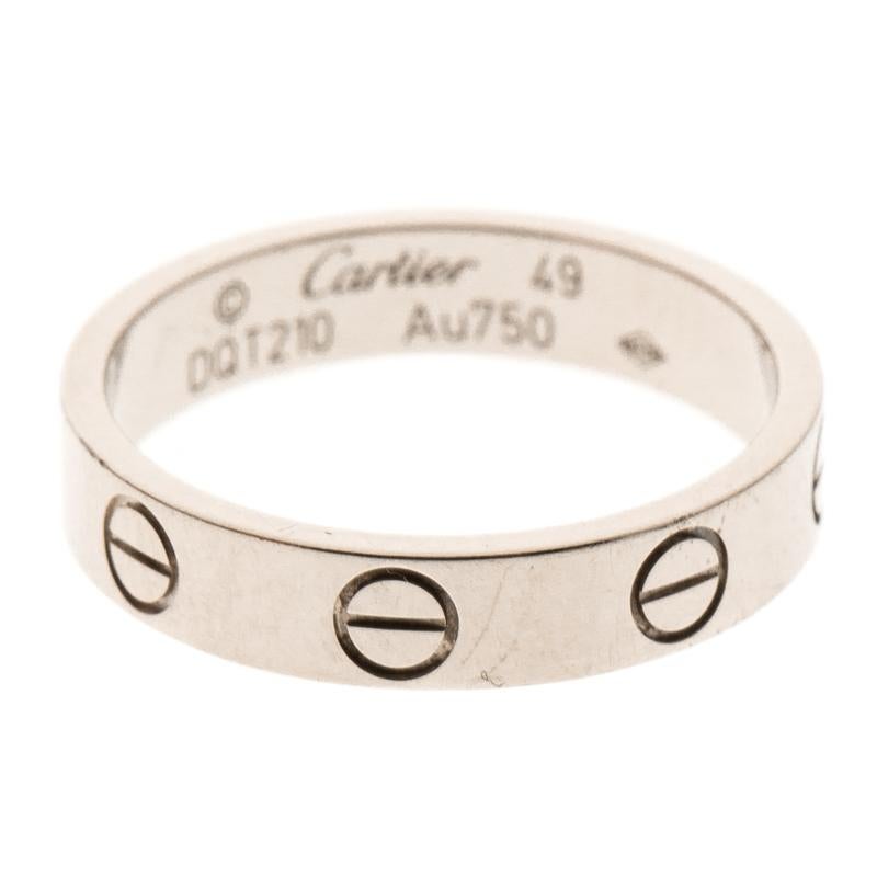 Cartier Love 18k White Gold Mini Ring Size 49 1