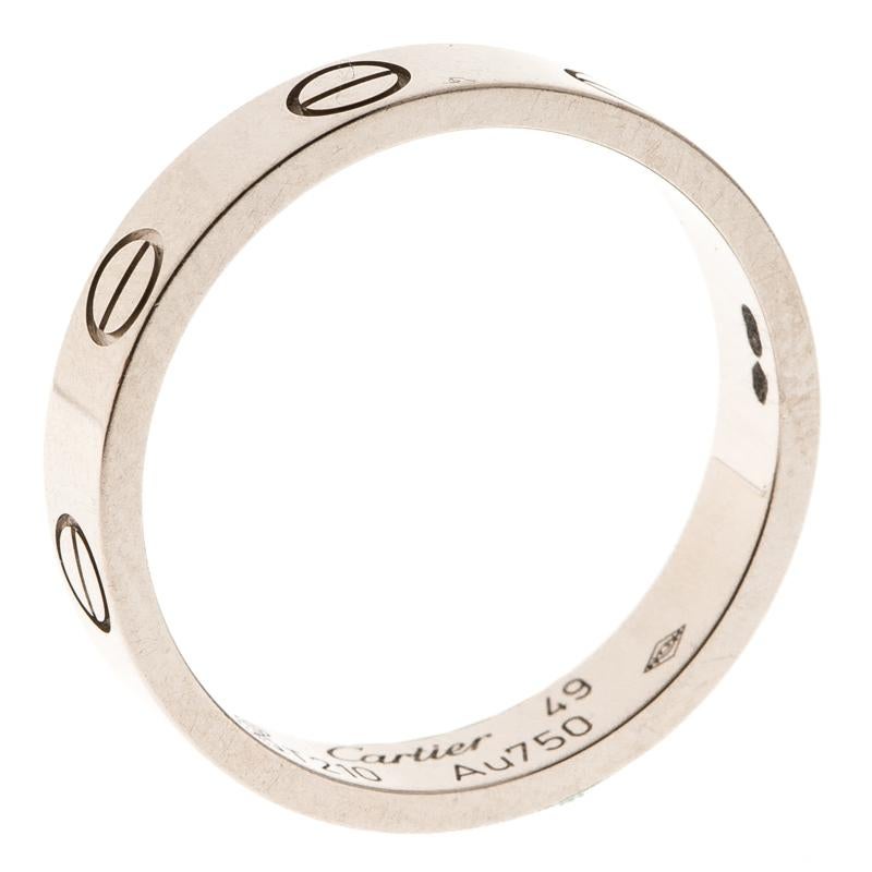 Cartier Love 18k White Gold Mini Ring Size 49