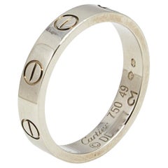 Retro Cartier Love 18k White Gold Narrow Wedding Band Ring Size 49