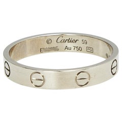 Cartier, bague d'alliance étroite Love en or blanc 18 carats taille 59