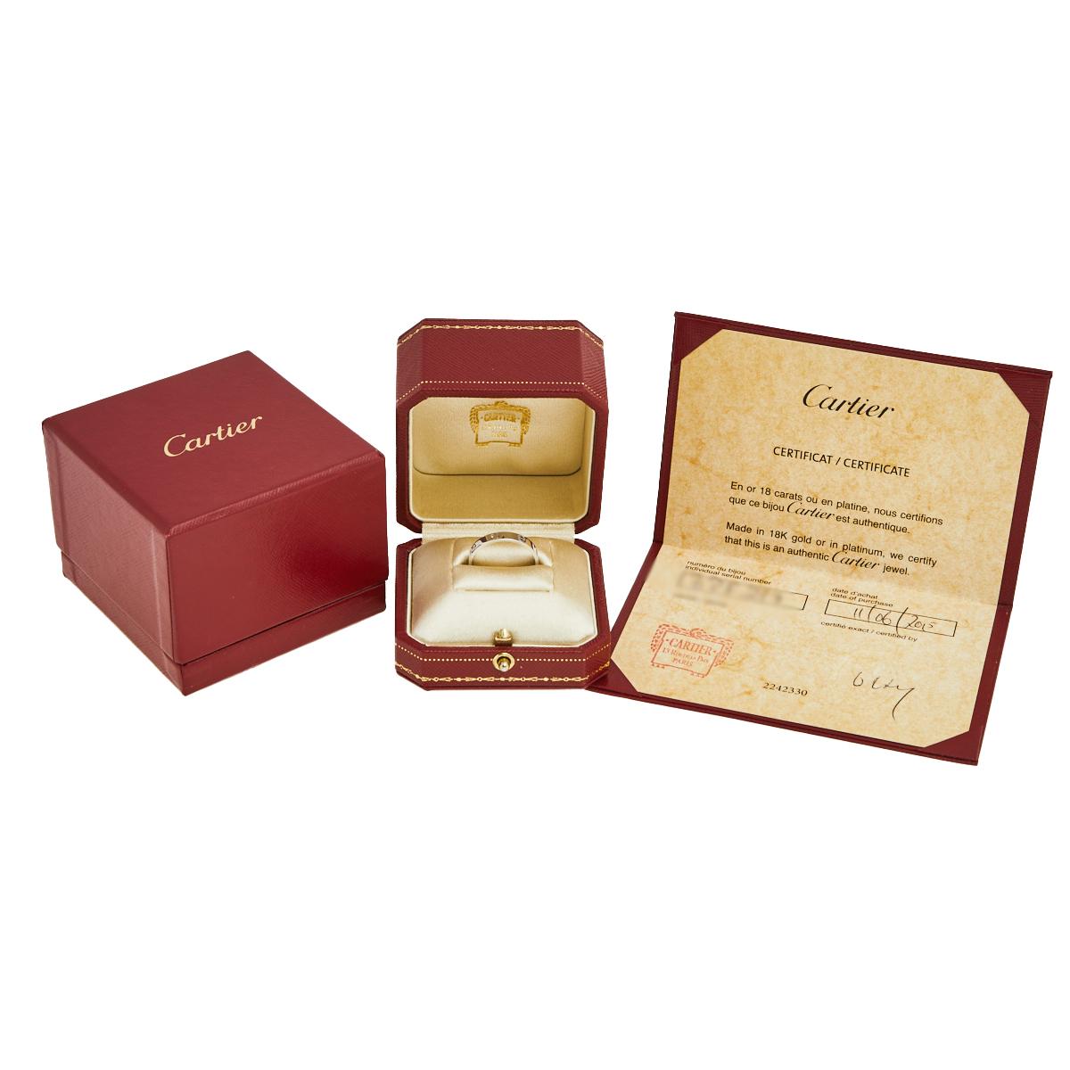 Cartier Love 18K White Gold Narrow Wedding Band Ring Size 62 In Good Condition In Dubai, Al Qouz 2