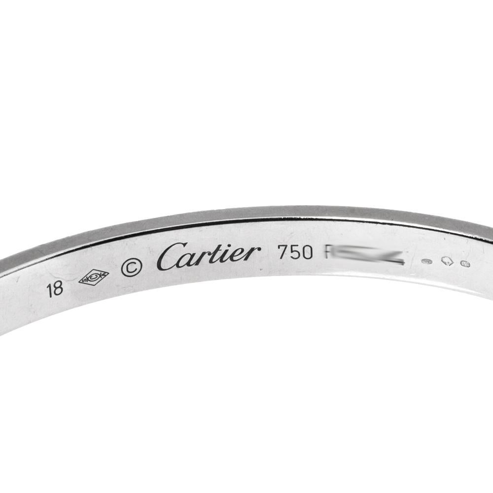 Contemporary Cartier LOVE 18K White Gold Open Cuff Bracelet 18