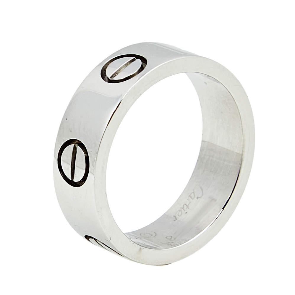 Cartier Love 18K White Gold Ring Size 48 2