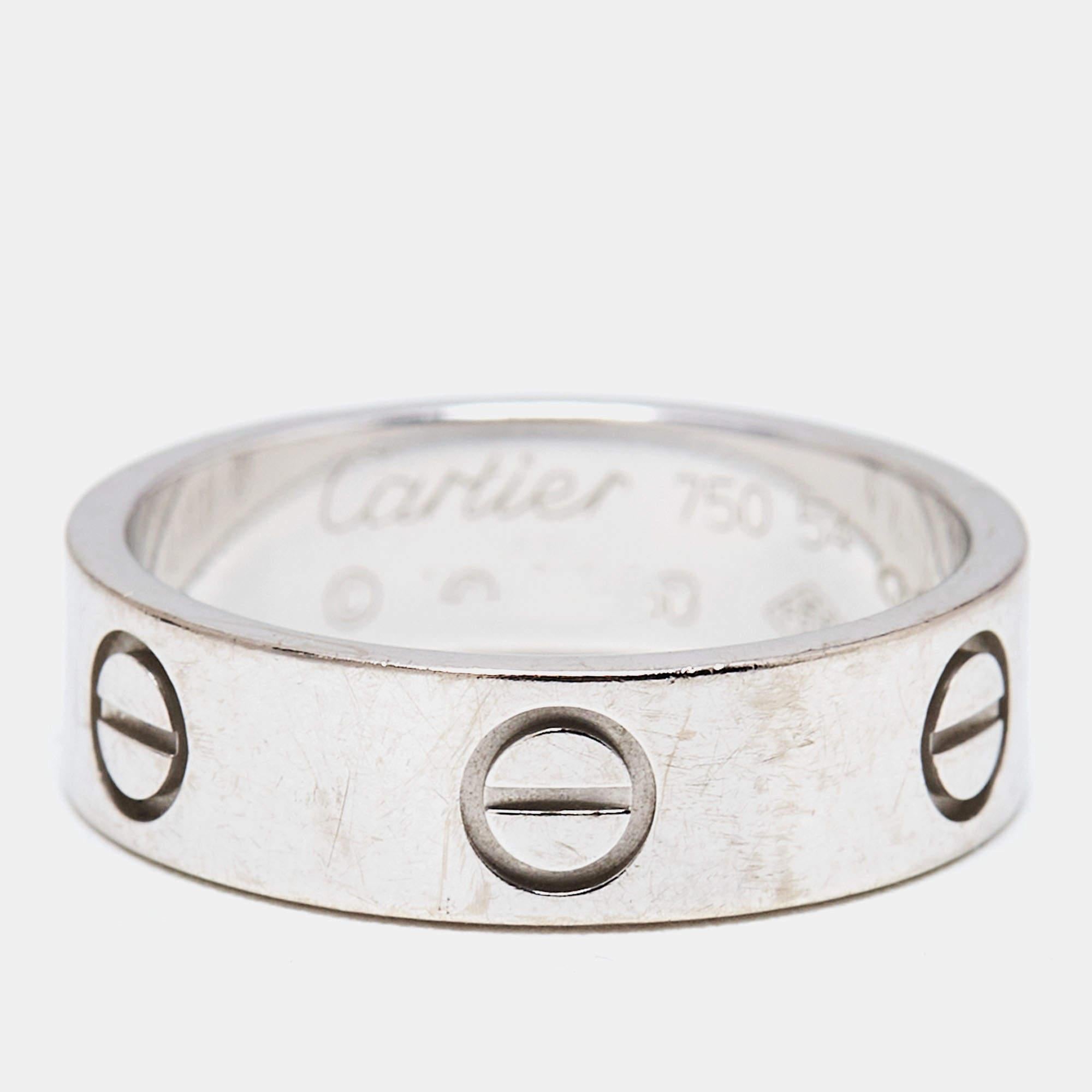 Contemporain Cartier Love, bague en or blanc 18 carats, taille 54