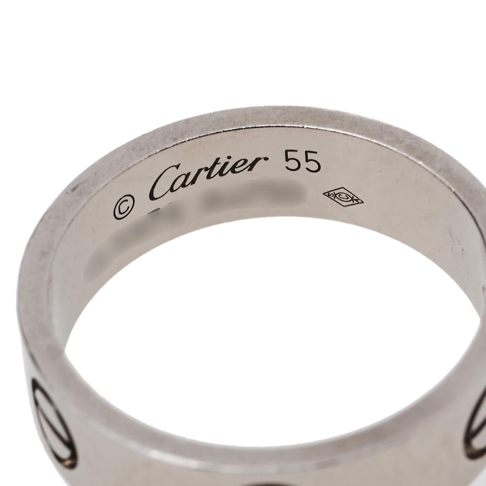 Cartier Love 18K White Gold Ring Size 55 In Good Condition In Dubai, Al Qouz 2