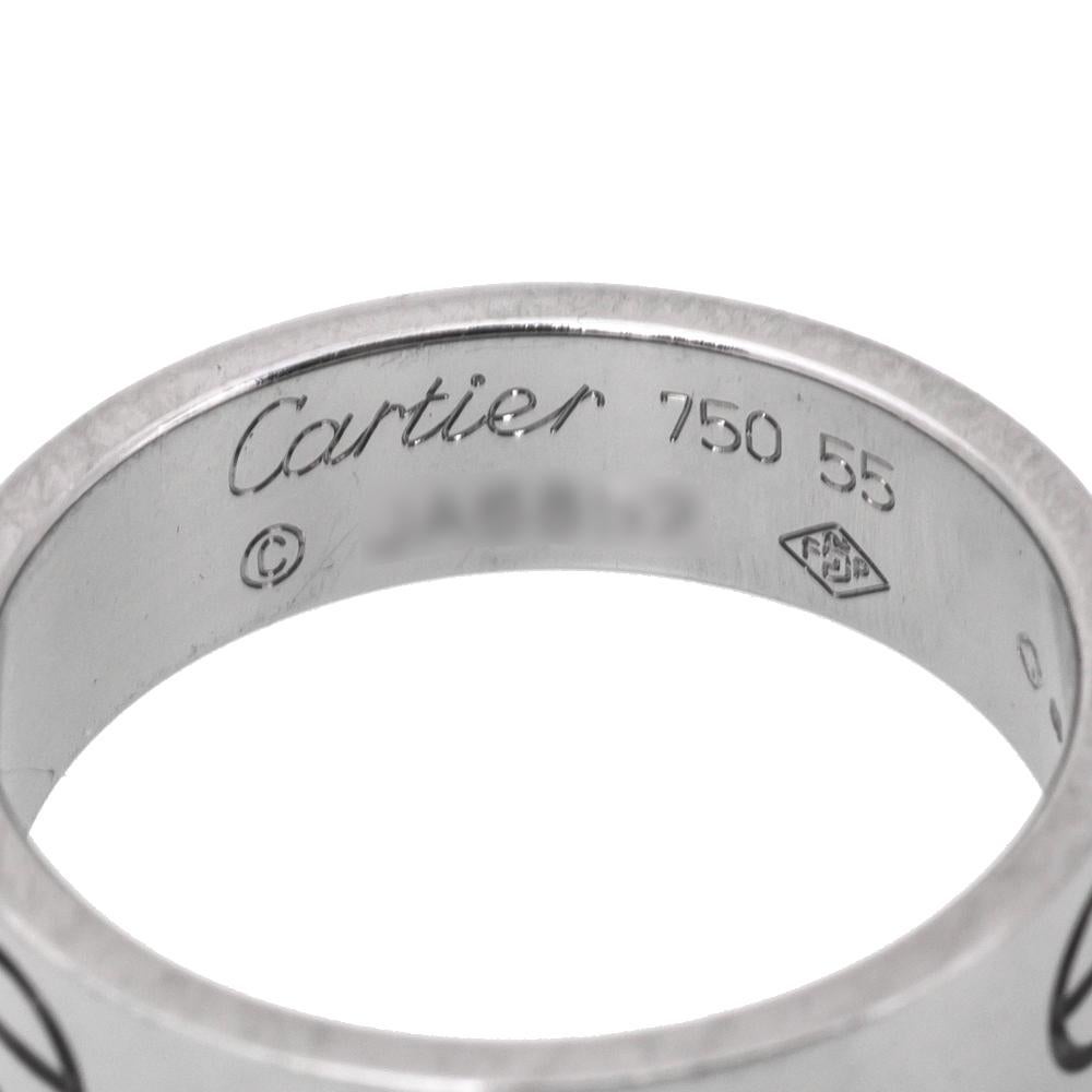 Contemporary Cartier Love 18K White Gold Ring Size 55