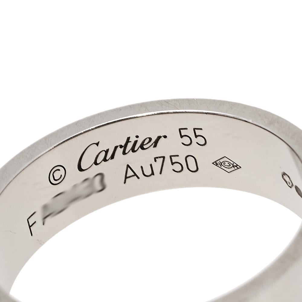 Contemporary Cartier Love 18K White Gold Ring Size 55