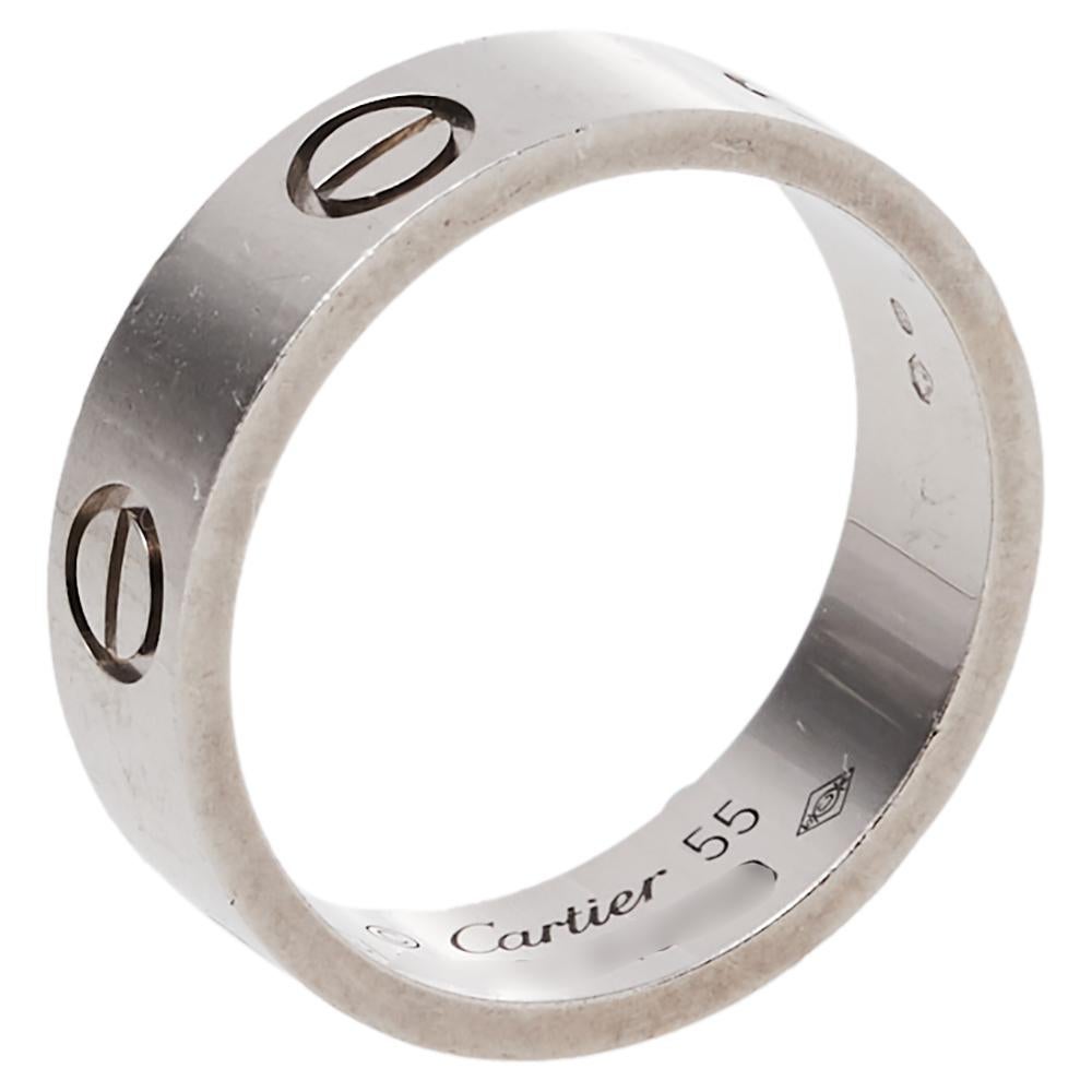 Cartier Love 18K White Gold Ring Size 55 3