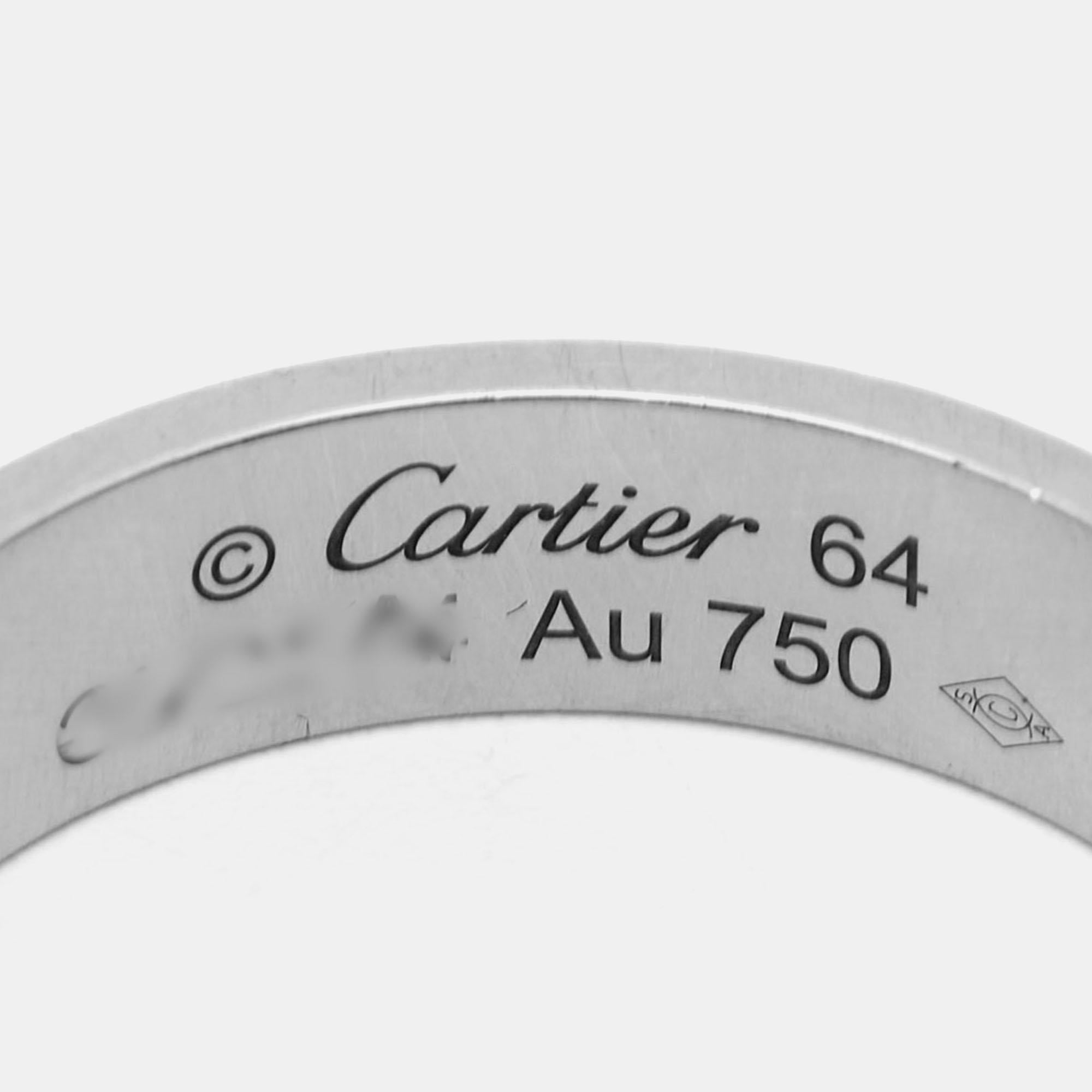 Contemporary Cartier Love 18k White Gold Ring Size 64