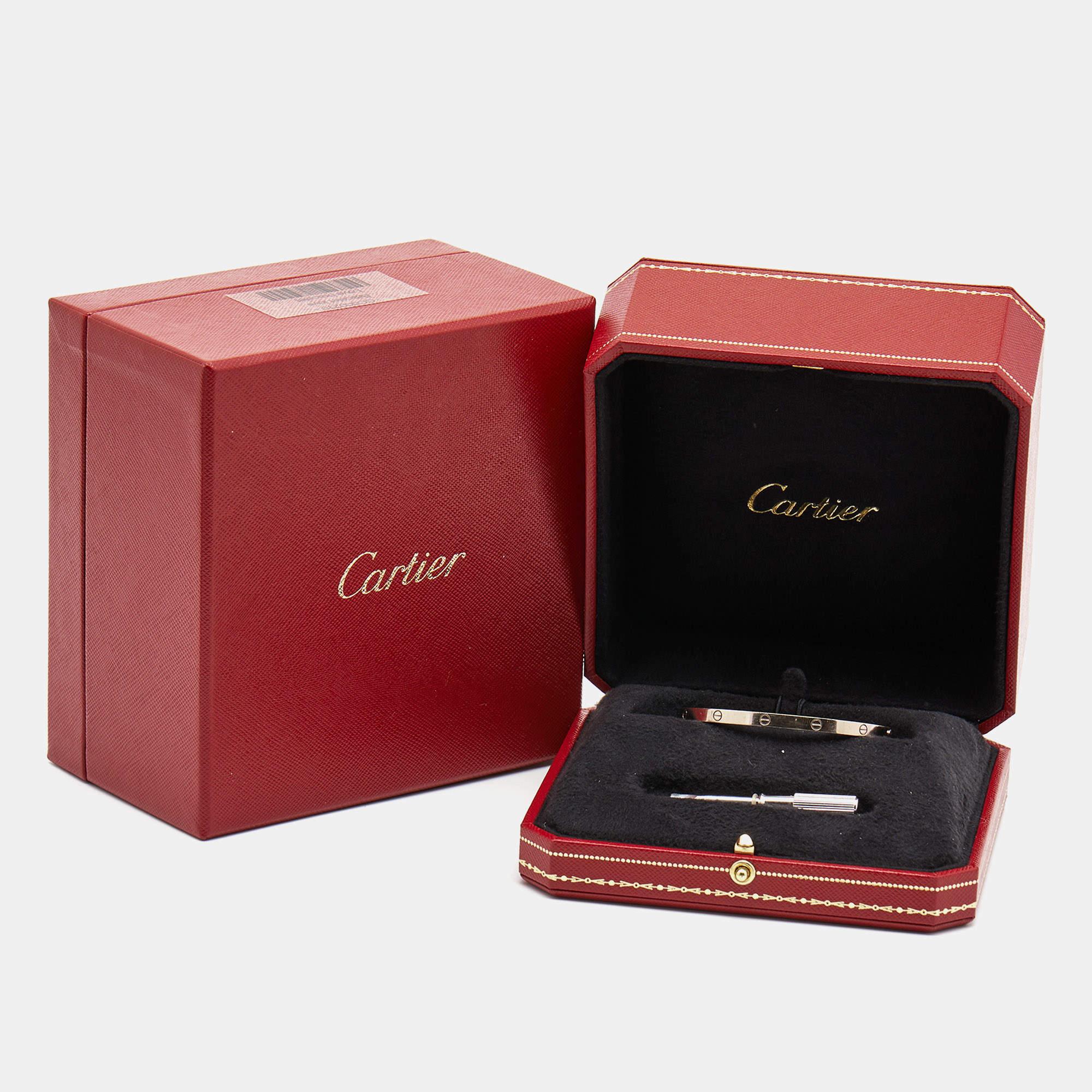 Women's Cartier Love 18k White Gold Small Bangle Bracelet 16