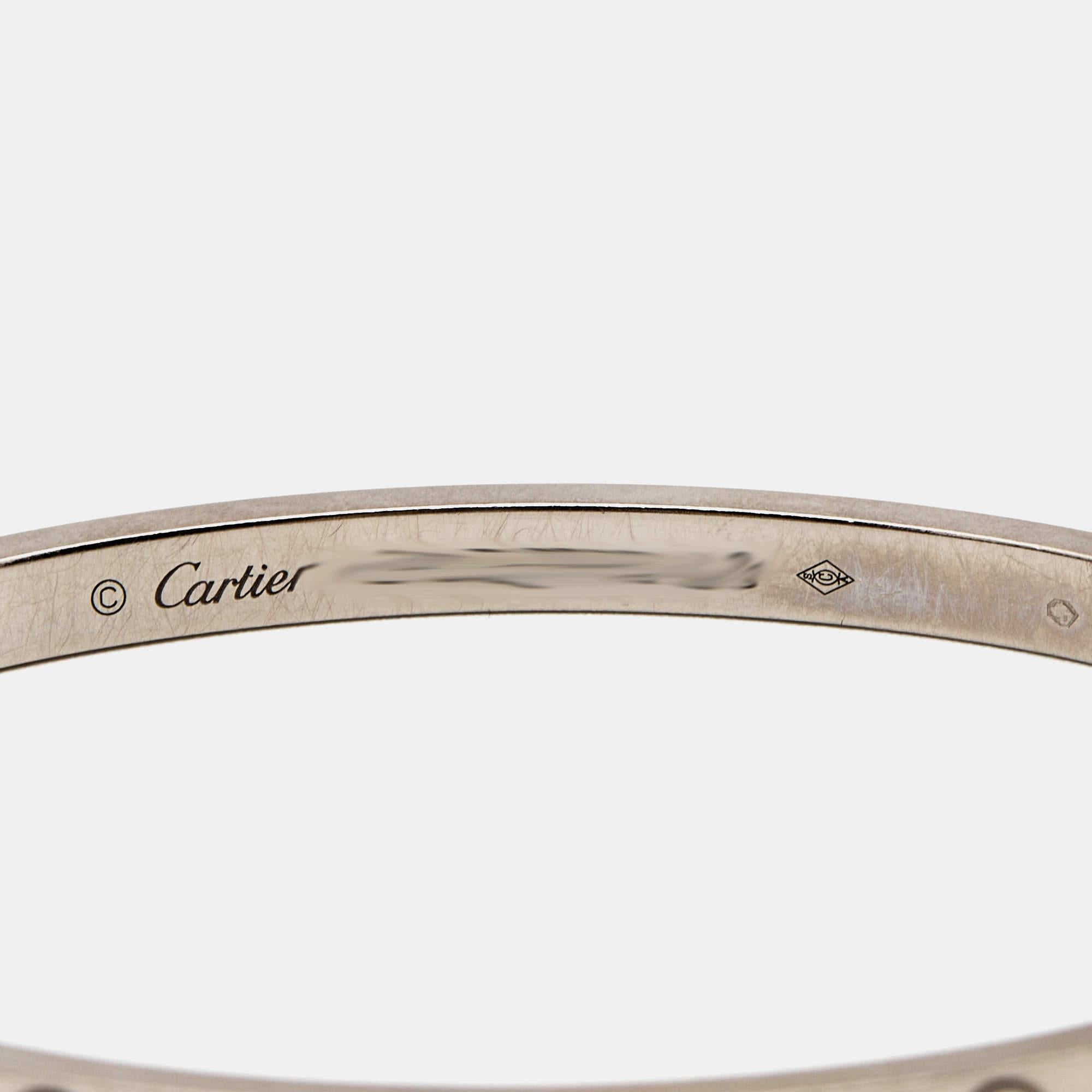 Cartier Love 18k White Gold Small Bangle Bracelet 16 1