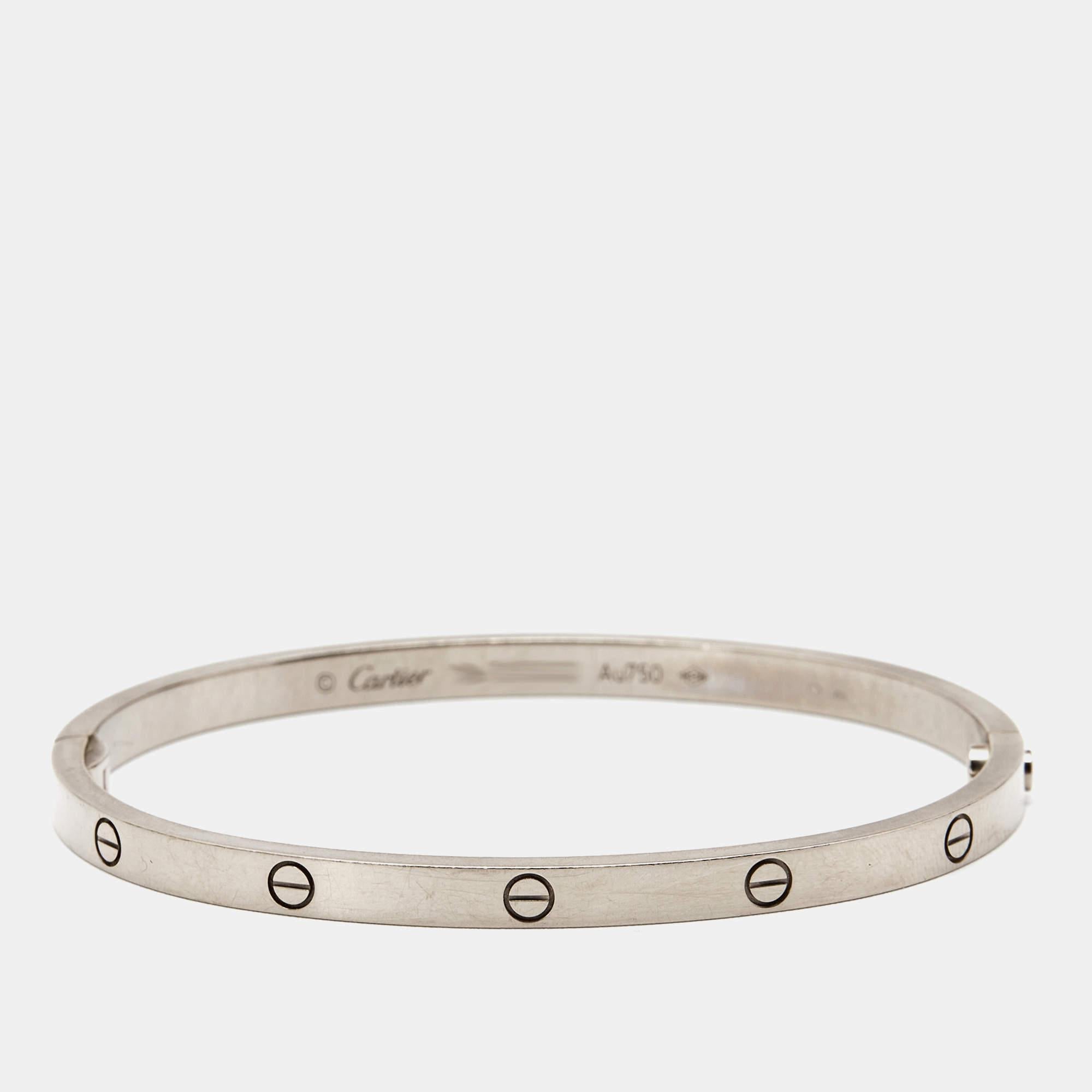 Cartier Love 18k White Gold Small Bangle Bracelet 16 2