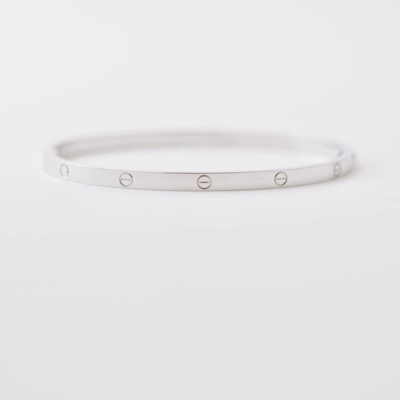 Cartier Love 18K White Gold Small Model Size 18 For Sale 1