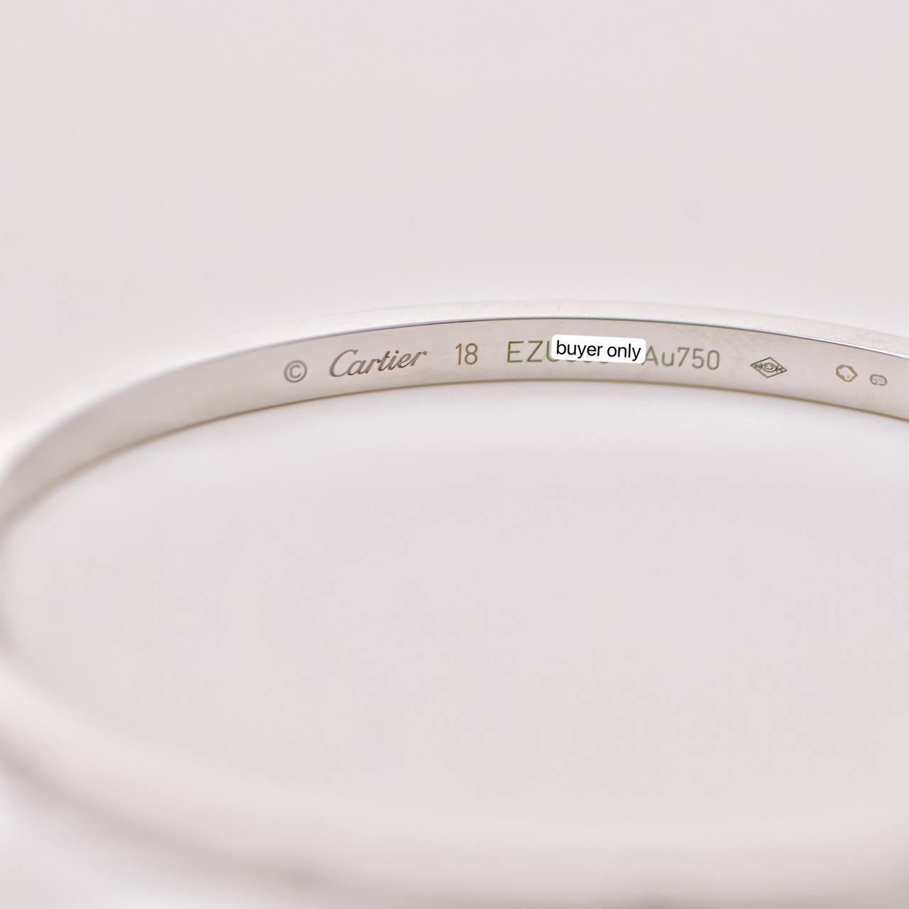 Cartier Love 18K White Gold Small Model Size 18 For Sale 3