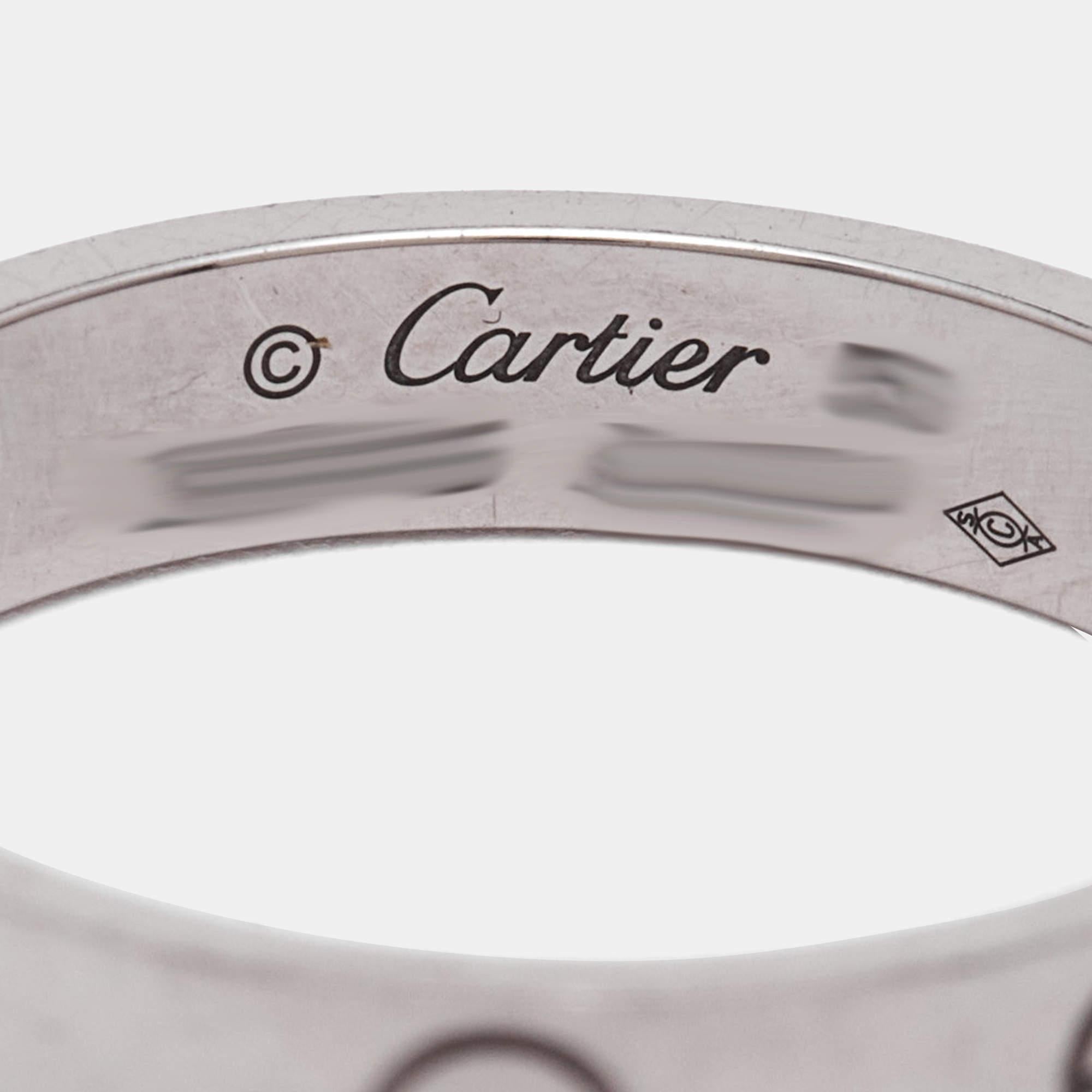Cartier Love 18k White Gold Wedding Band Ring Size 53 For Sale 2