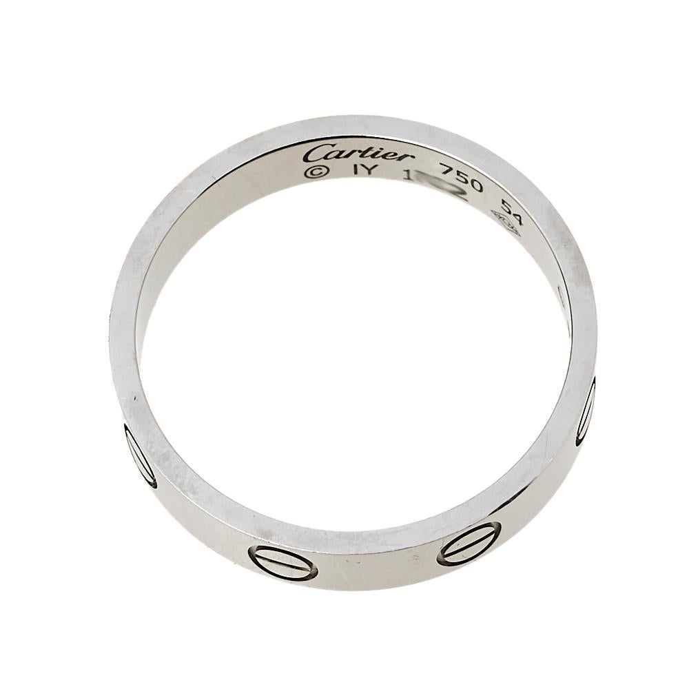 Women's Cartier Love 18K White Gold Wedding Band Ring Size 54