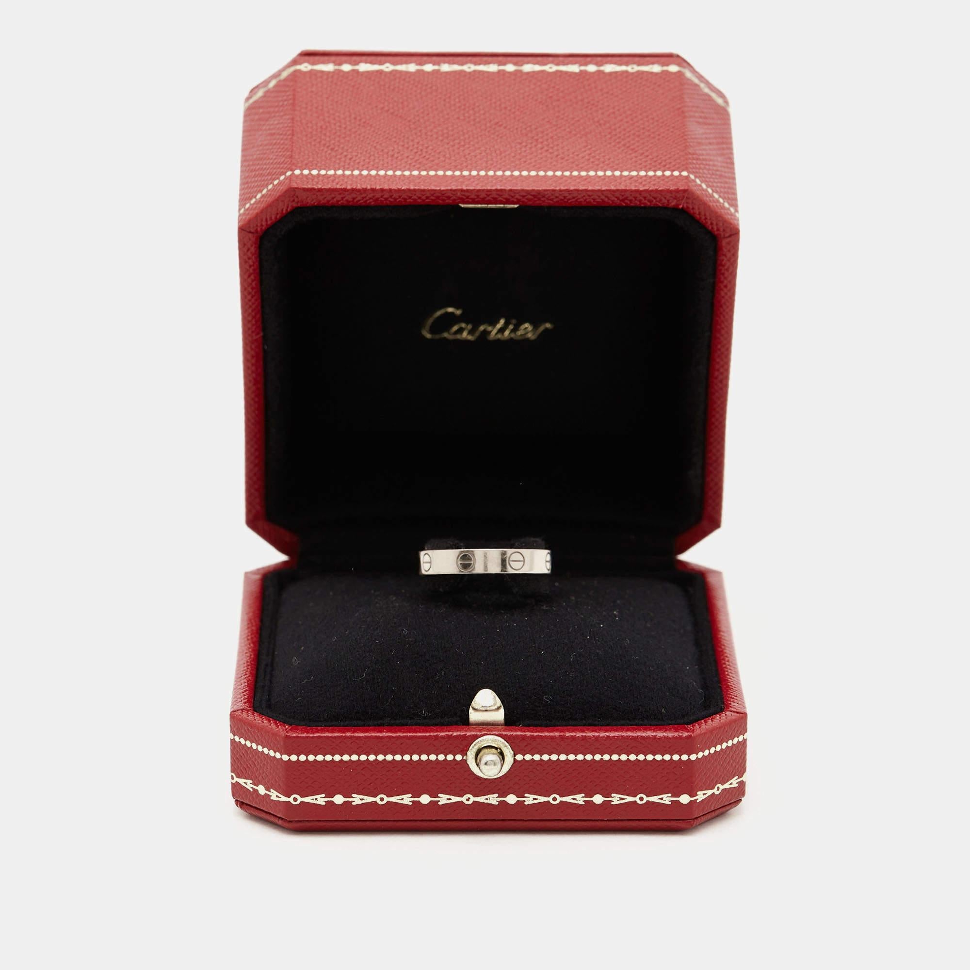 Cartier Love 18k White Gold Wedding Band Ring Size 55 In Good Condition In Dubai, Al Qouz 2