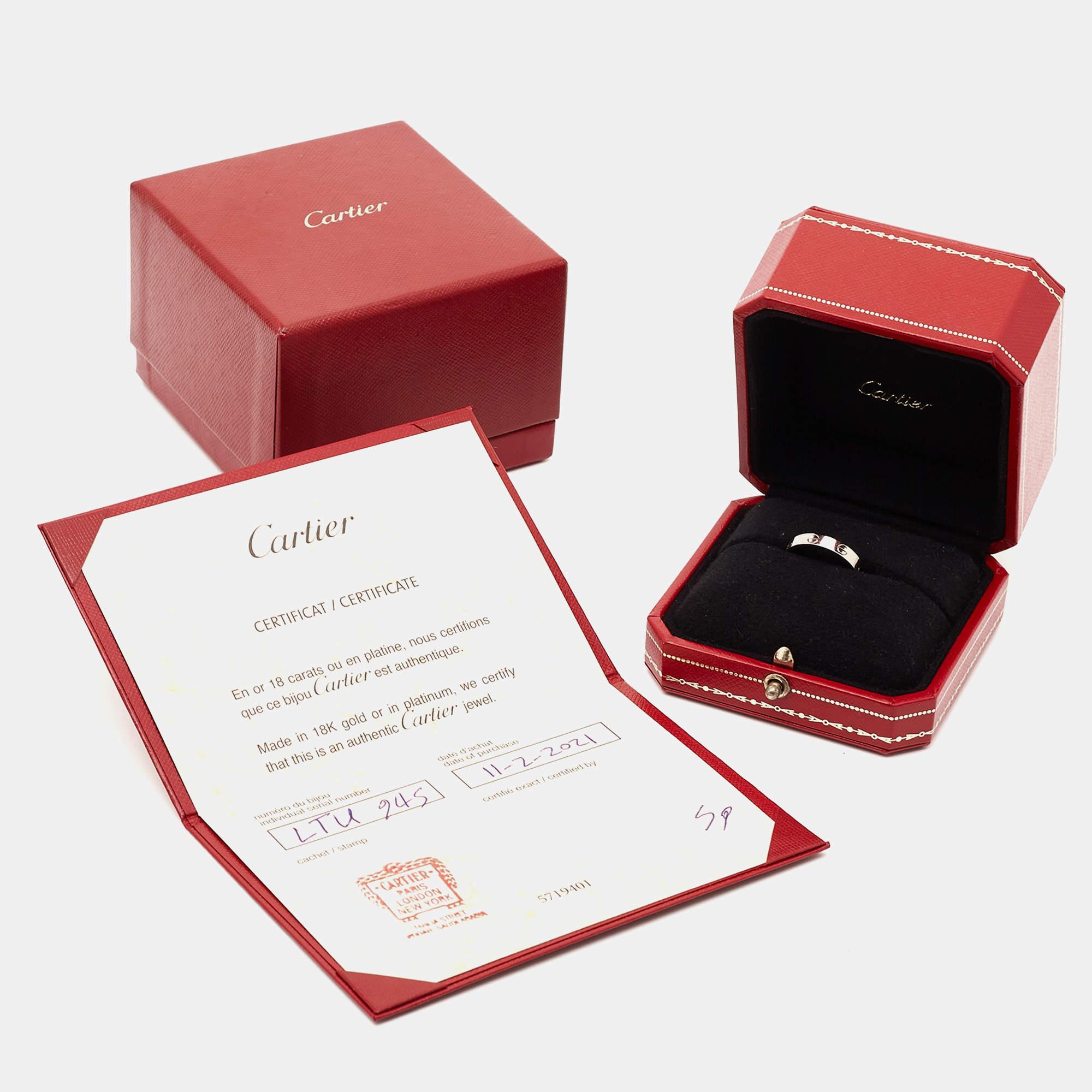 Cartier Love 18k White Gold Wedding Band Ring Size 57 3