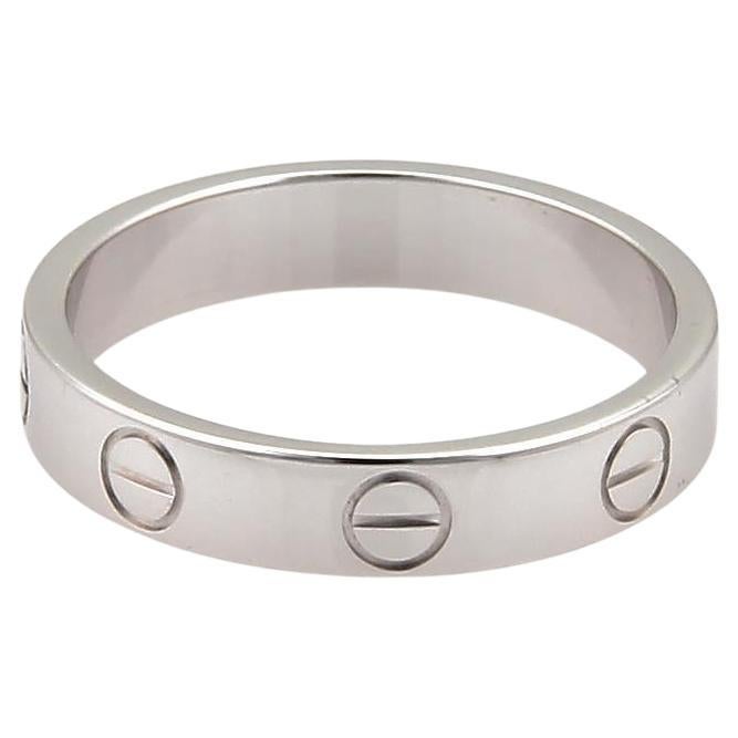 Cartier love 18K White gold wedding ring Size 51 width 3.6mm For Sale