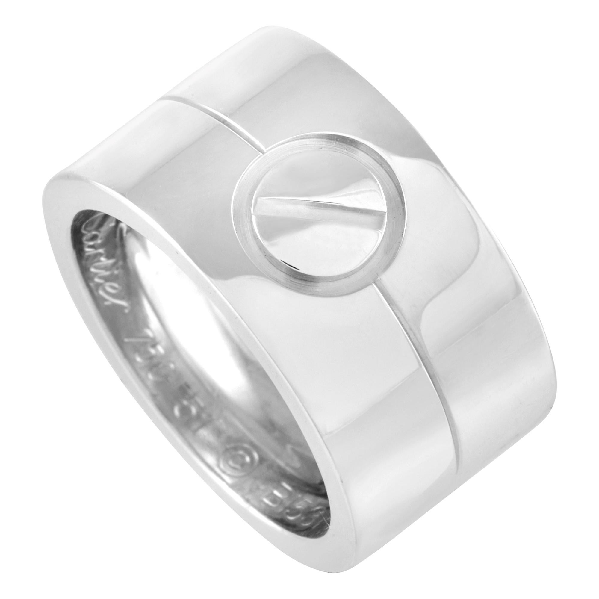 Cartier LOVE 18k White Gold Wide Band Ring